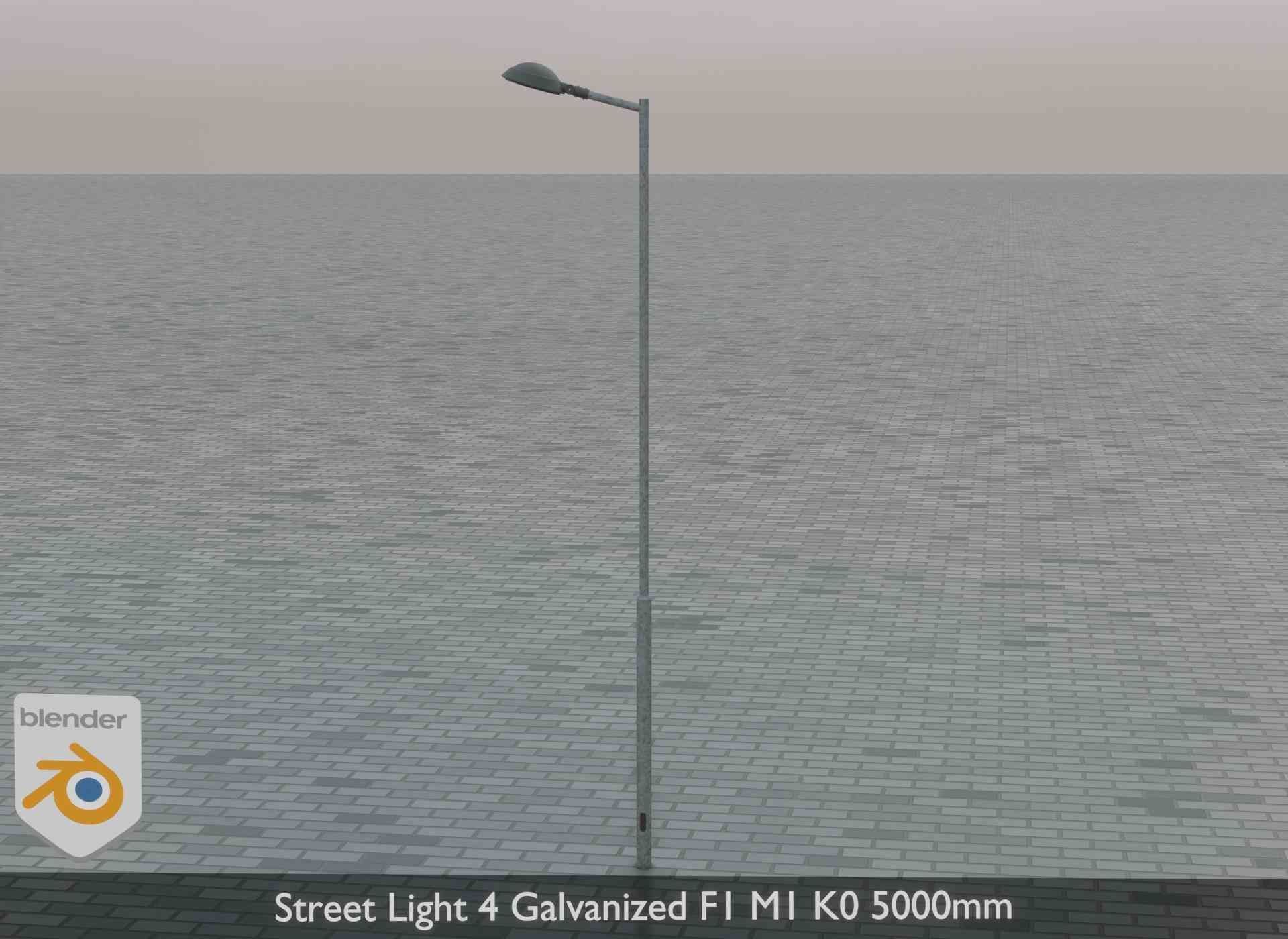 Street Light 4 Galvanized F1 M1 K0 5000mm Low-poly 3D model_2