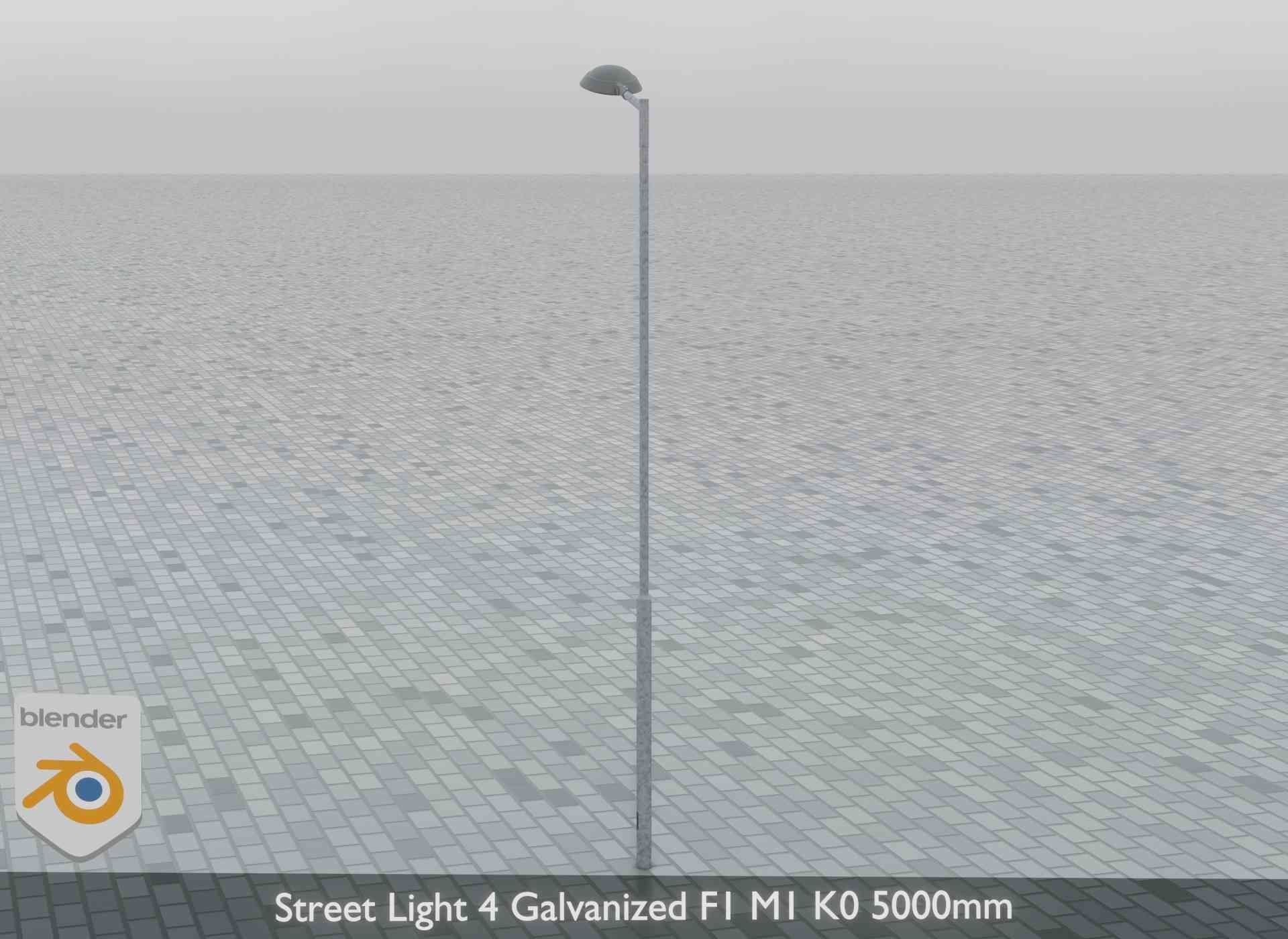 Street Light 4 Galvanized F1 M1 K0 5000mm Low-poly 3D model_9