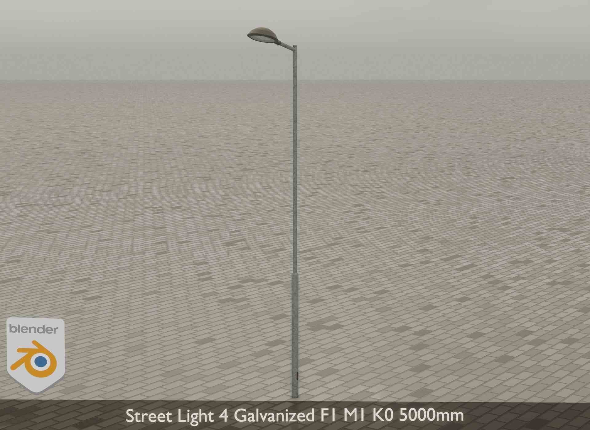 Street Light 4 Galvanized F1 M1 K0 5000mm Low-poly 3D model_35