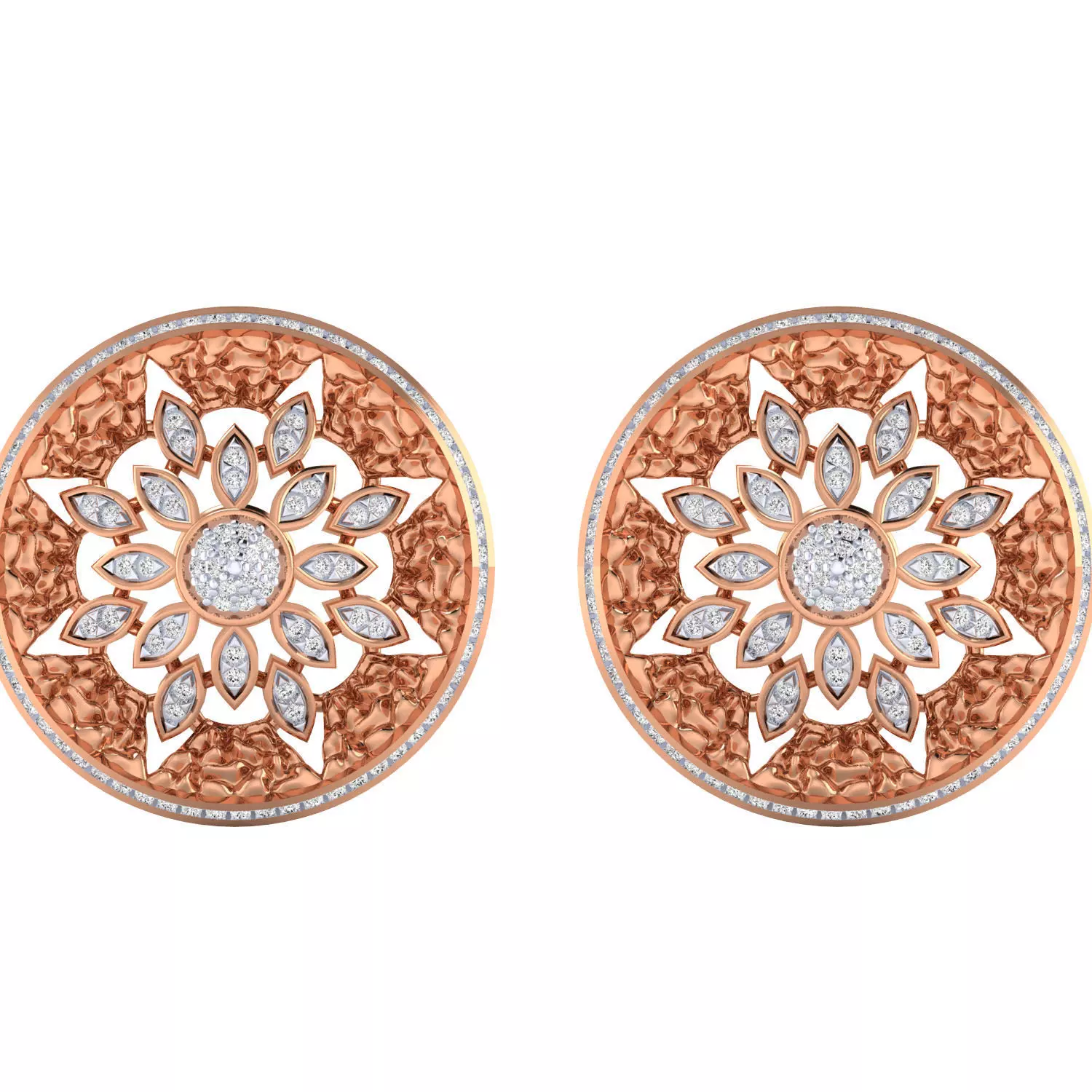 Women Stud Earrings STL OBJ FBX Renders Details 3D print model