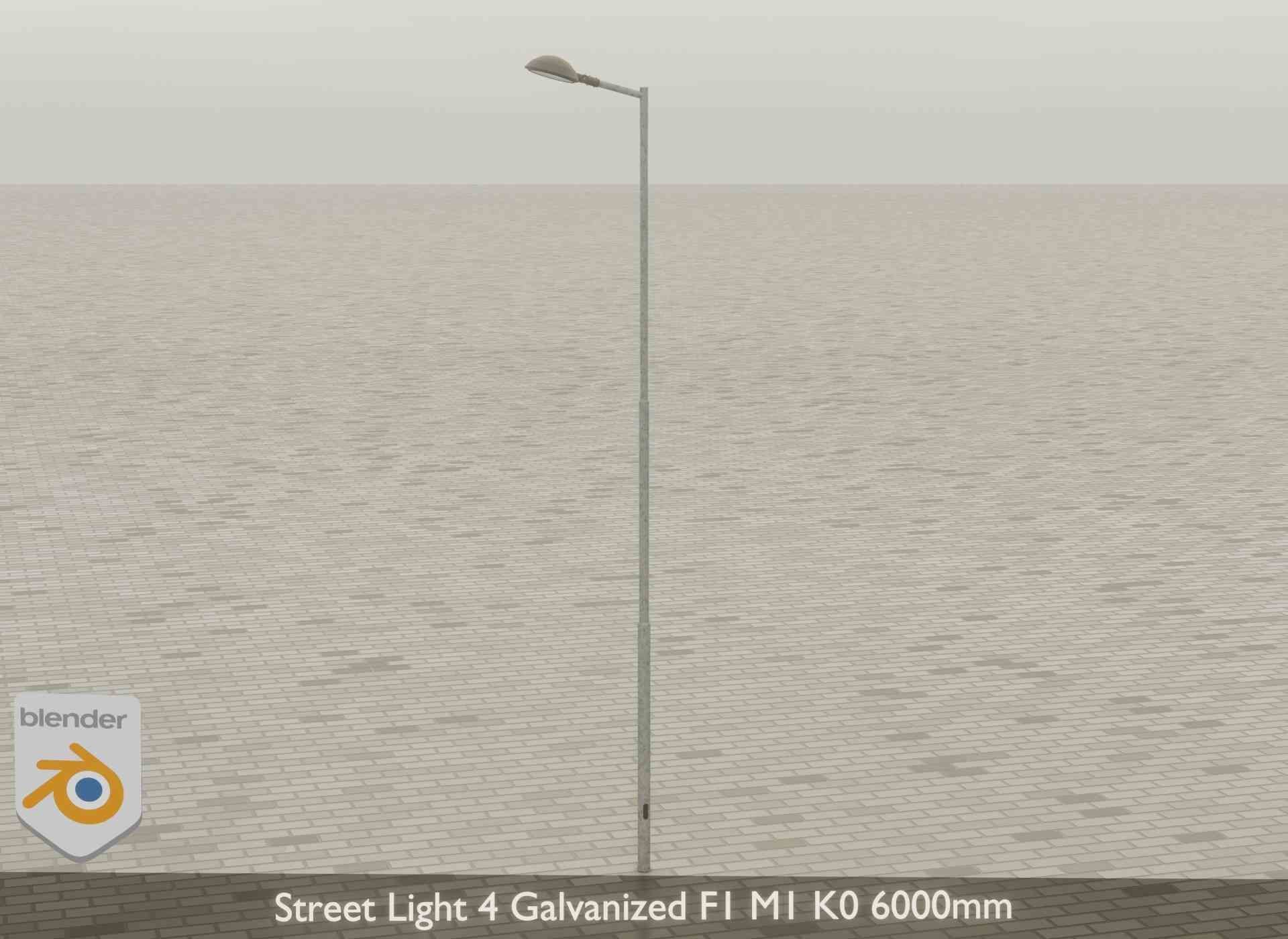 Street Light 4 Galvanized F1 M1 K0 6000mm Low-poly 3D model_38