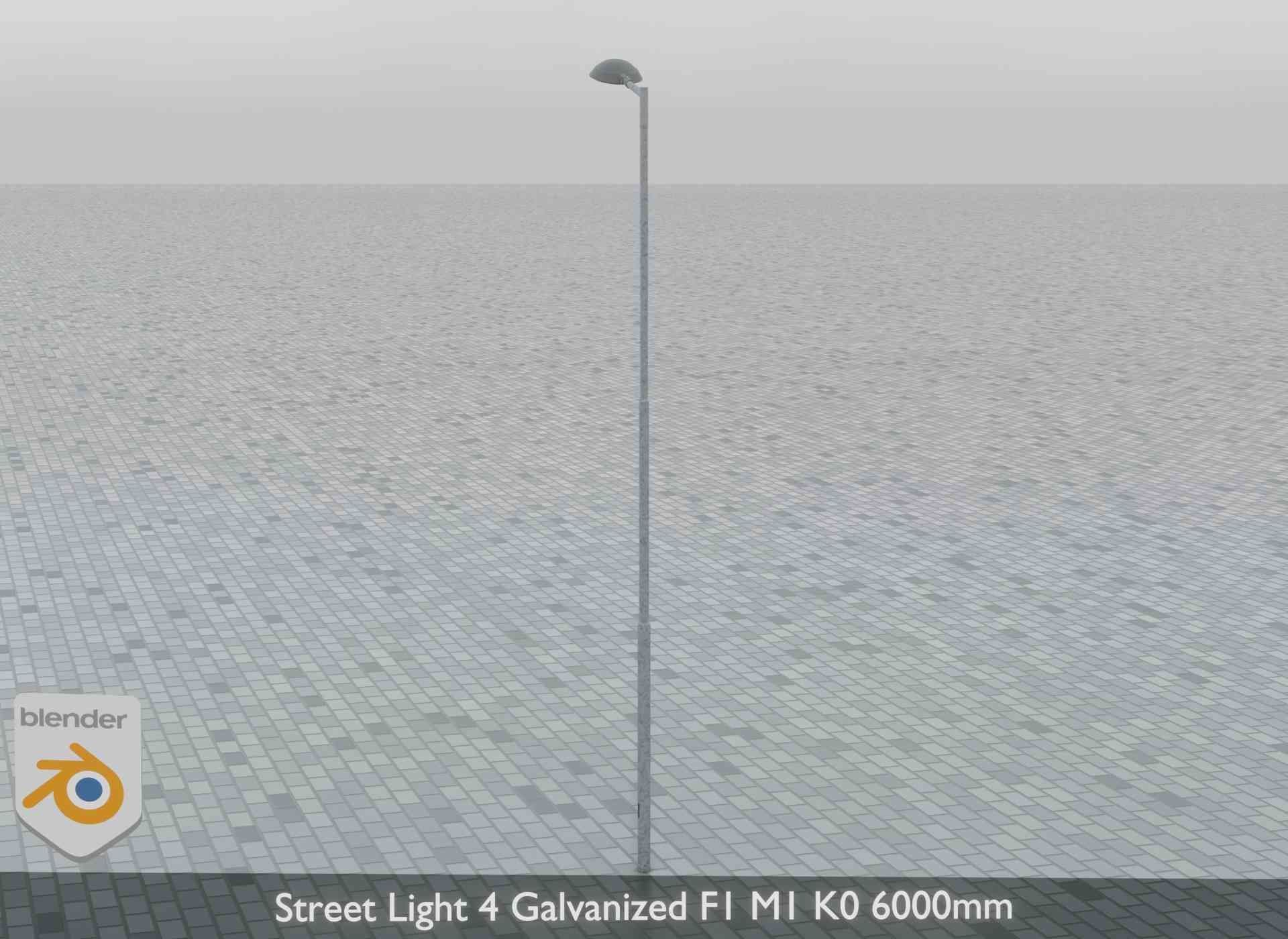 Street Light 4 Galvanized F1 M1 K0 6000mm Low-poly 3D model_8