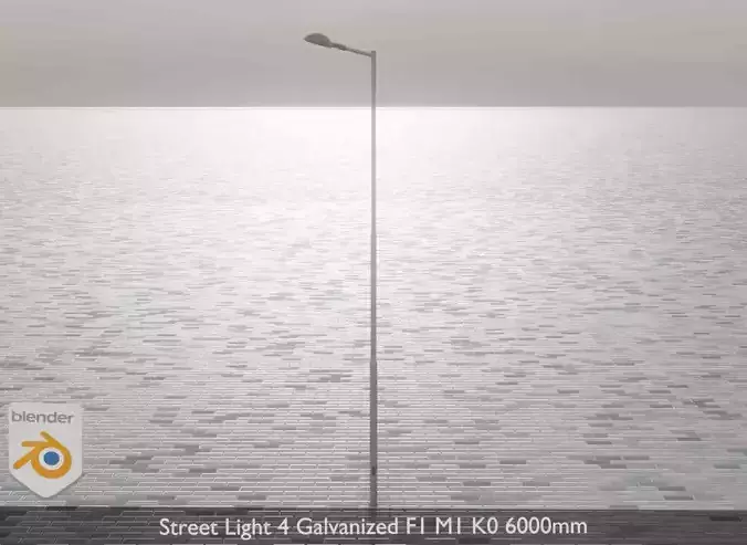 Street Light 4 Galvanized F1 M1 K0 6000mm Low-poly 3D model