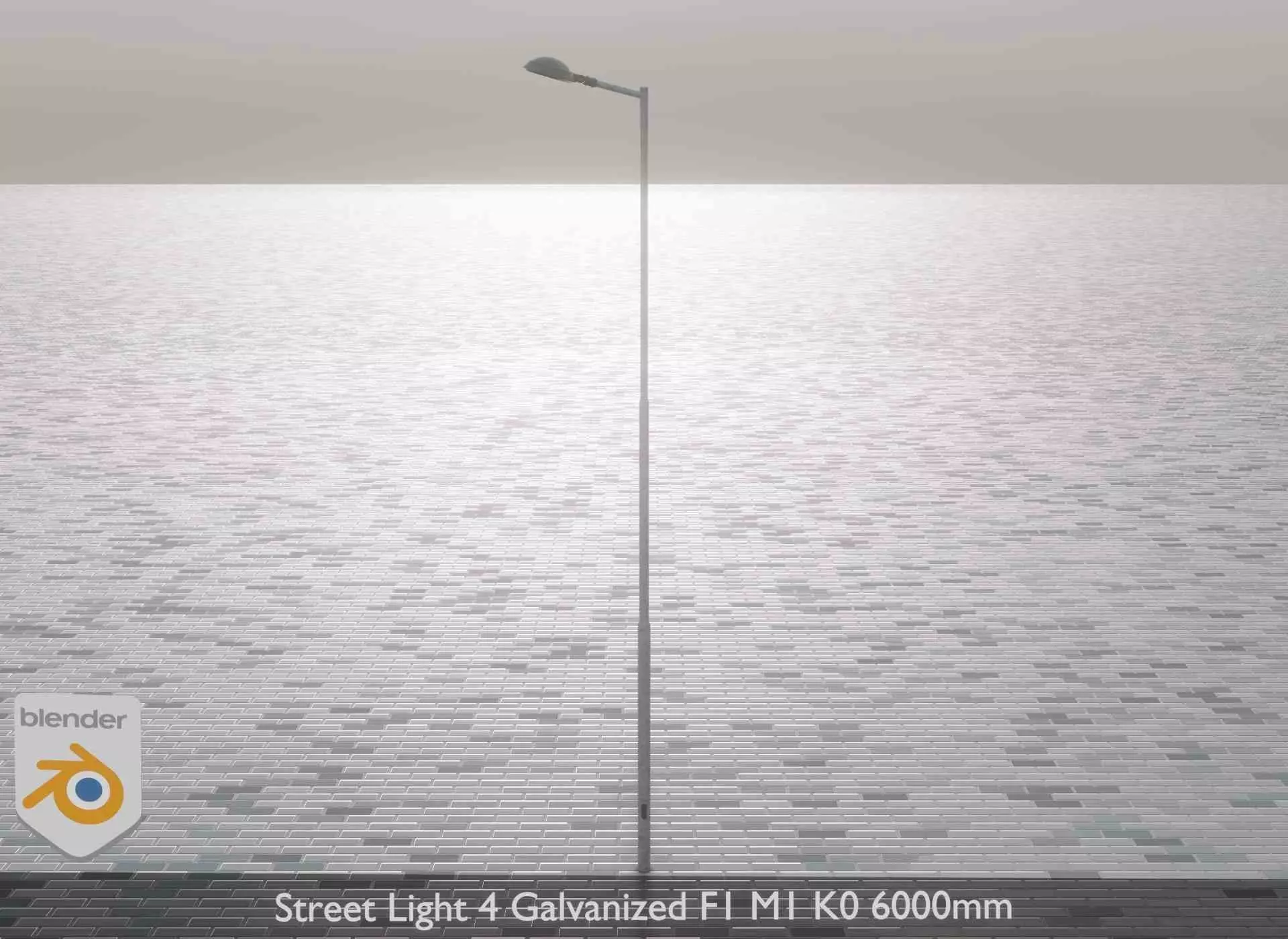 Street Light 4 Galvanized F1 M1 K0 6000mm Low-poly 3D model_0