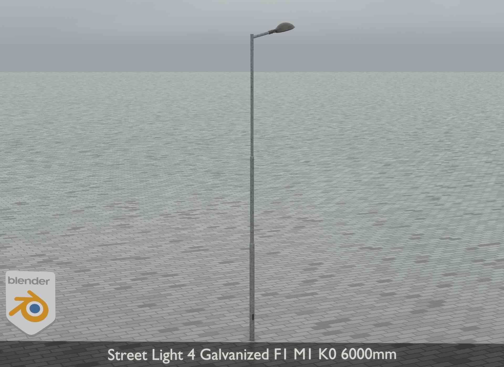 Street Light 4 Galvanized F1 M1 K0 6000mm Low-poly 3D model_17