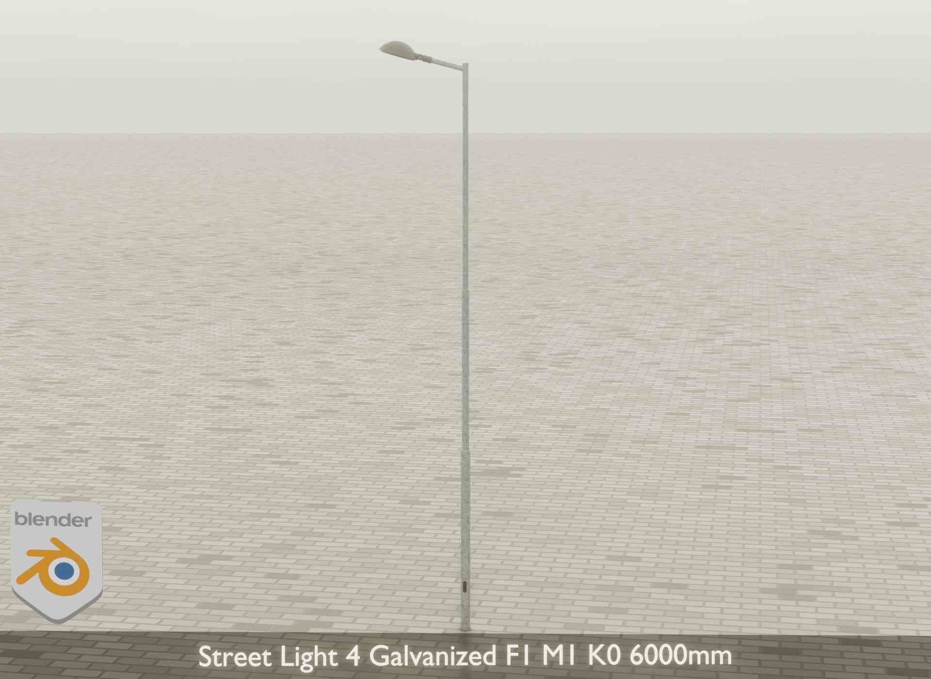 Street Light 4 Galvanized F1 M1 K0 6000mm Low-poly 3D model_41