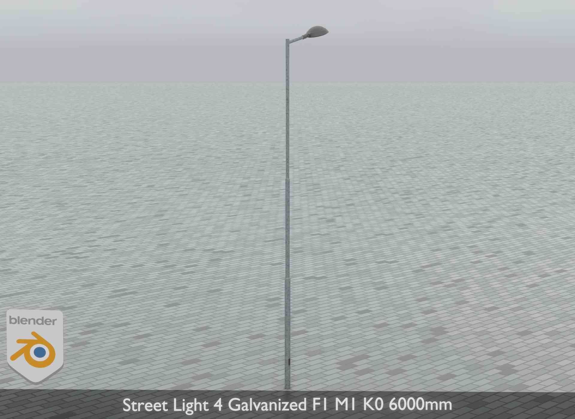 Street Light 4 Galvanized F1 M1 K0 6000mm Low-poly 3D model_15