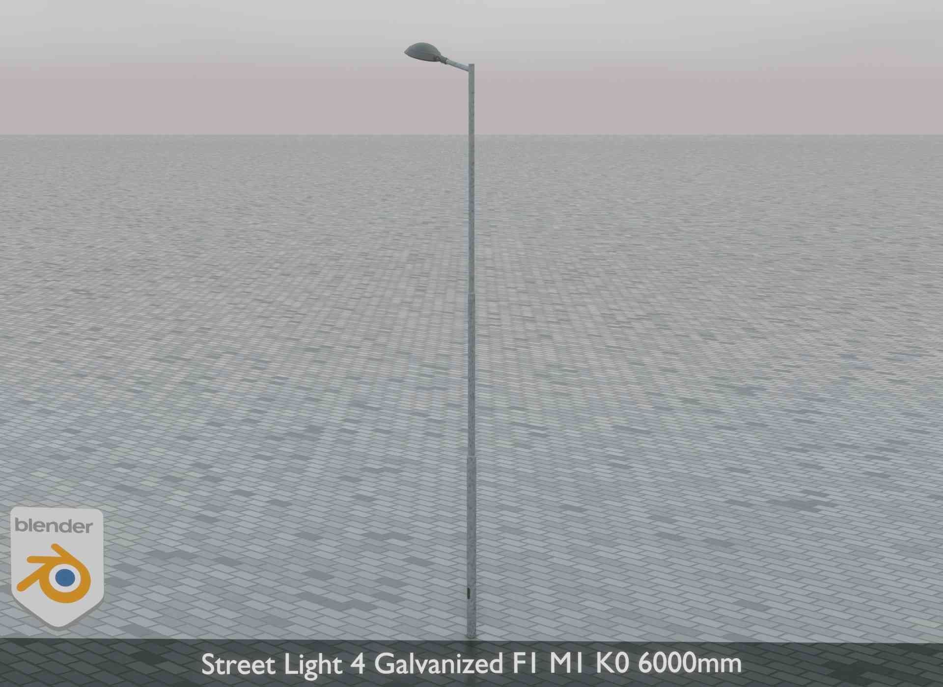 Street Light 4 Galvanized F1 M1 K0 6000mm Low-poly 3D model_5
