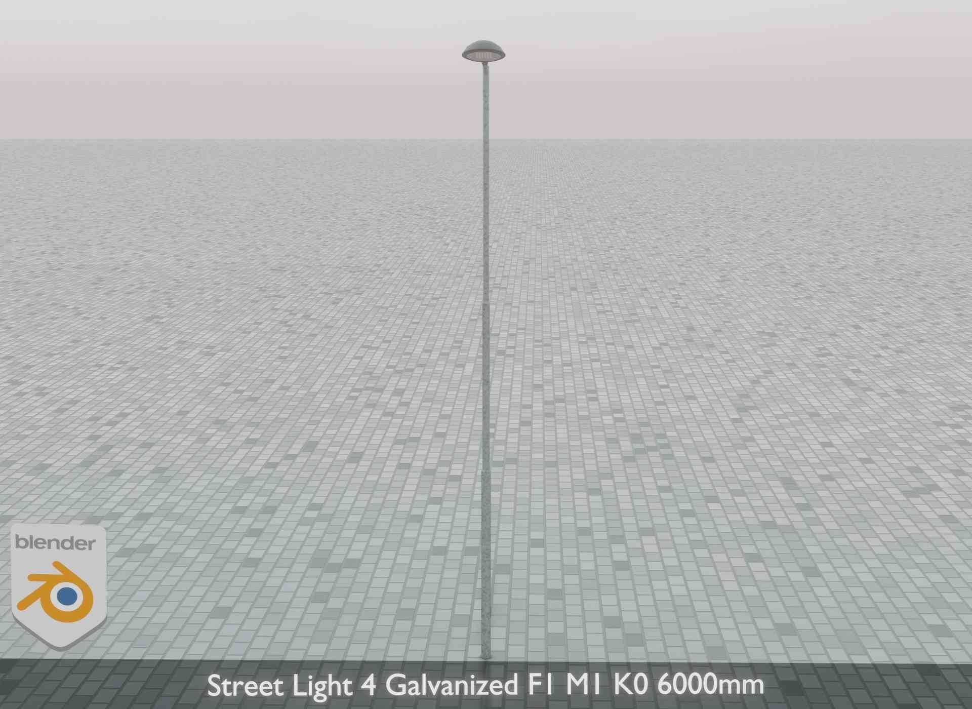 Street Light 4 Galvanized F1 M1 K0 6000mm Low-poly 3D model_70
