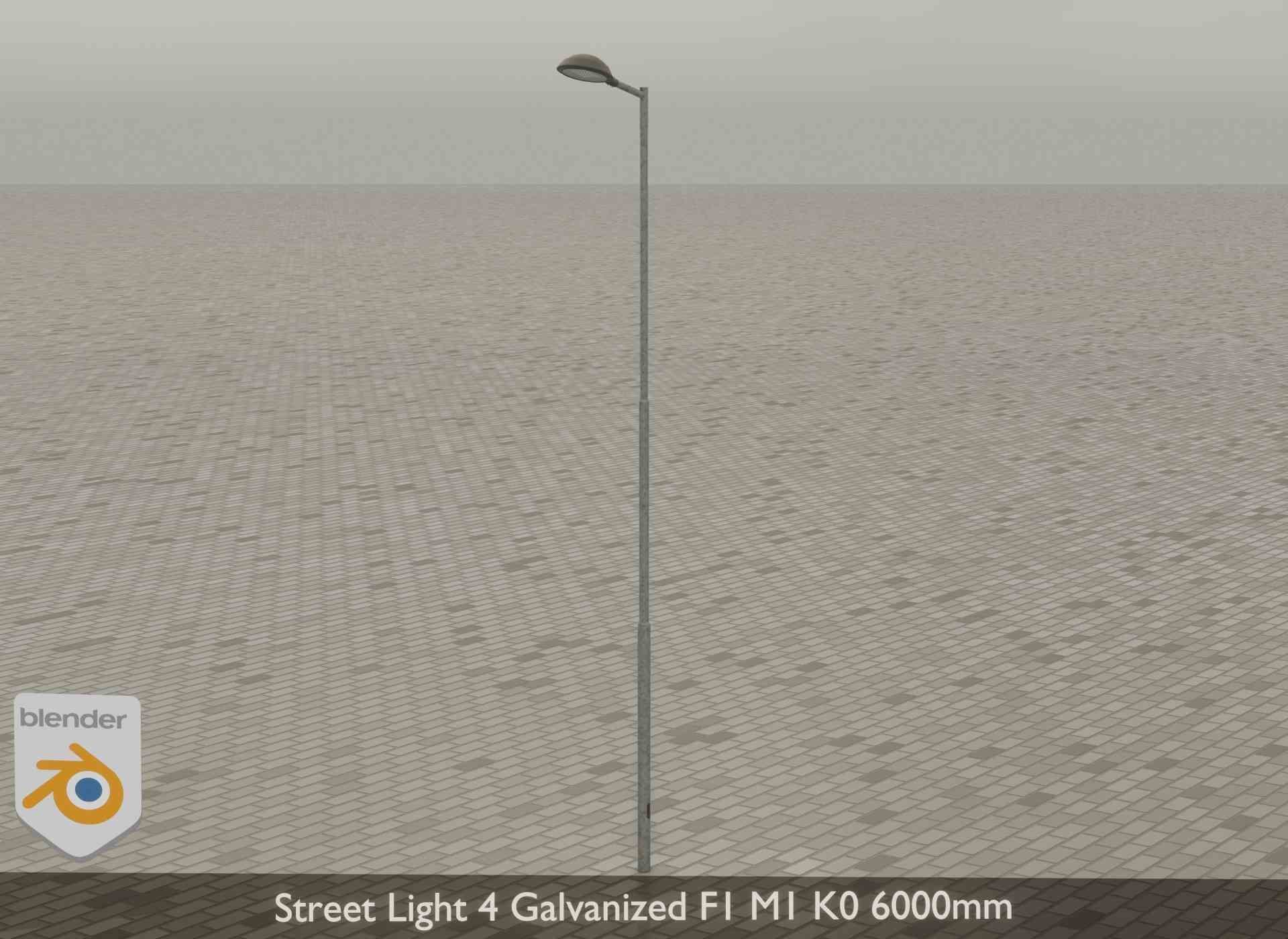Street Light 4 Galvanized F1 M1 K0 6000mm Low-poly 3D model_34