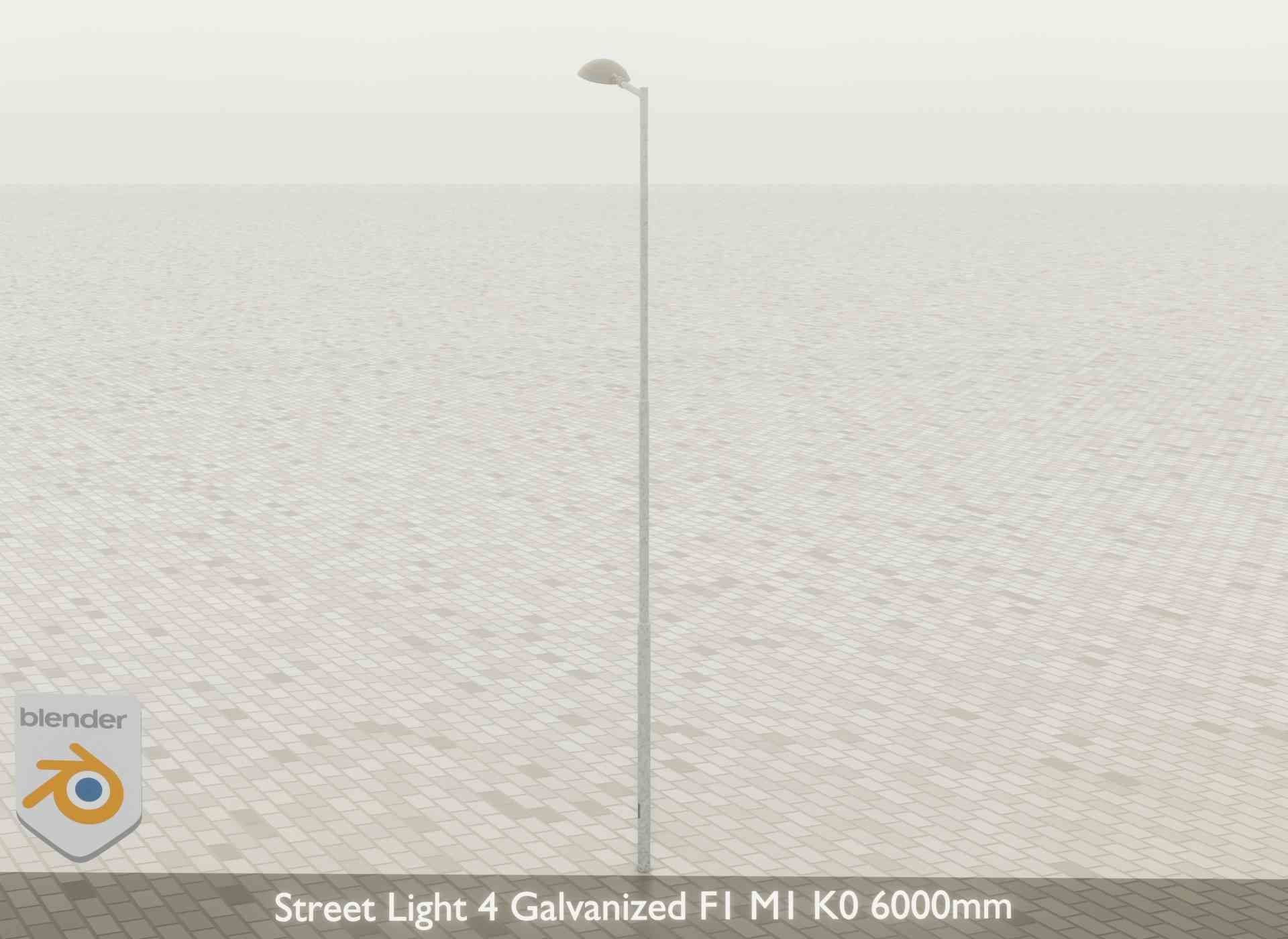 Street Light 4 Galvanized F1 M1 K0 6000mm Low-poly 3D model_47