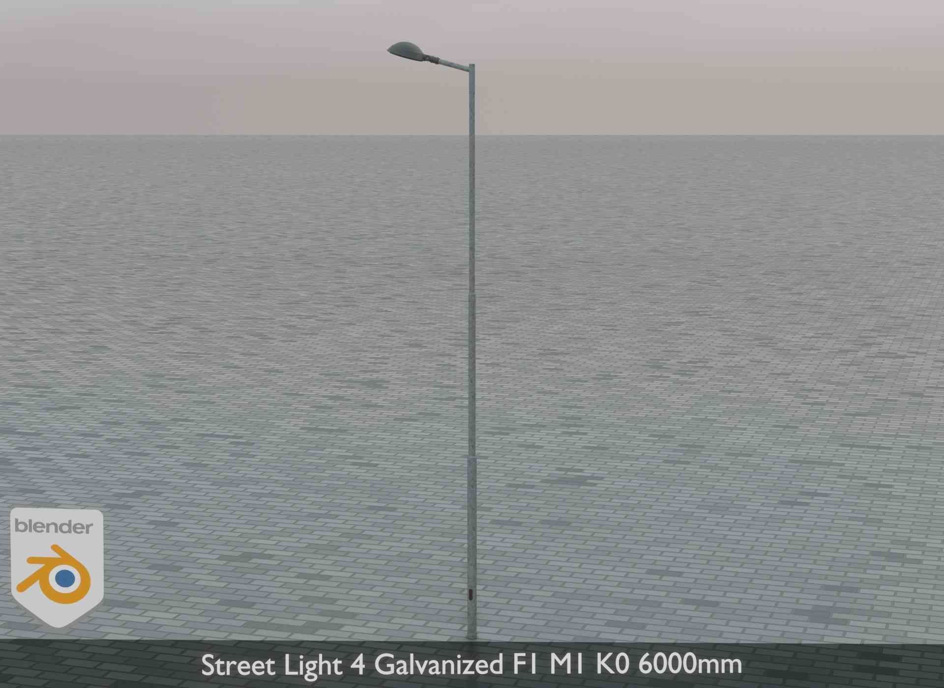 Street Light 4 Galvanized F1 M1 K0 6000mm Low-poly 3D model_2