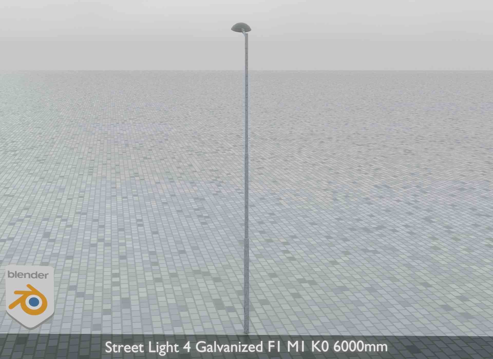 Street Light 4 Galvanized F1 M1 K0 6000mm Low-poly 3D model_9