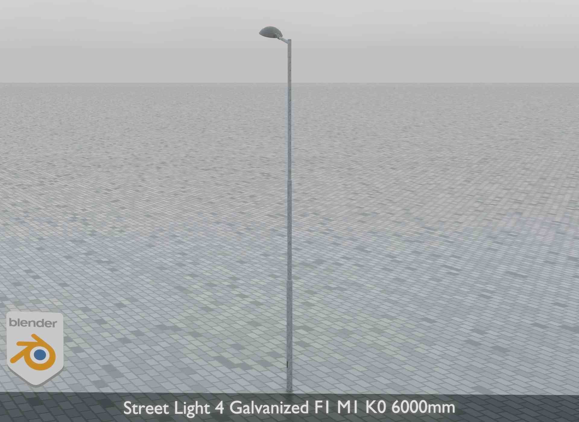 Street Light 4 Galvanized F1 M1 K0 6000mm Low-poly 3D model_7