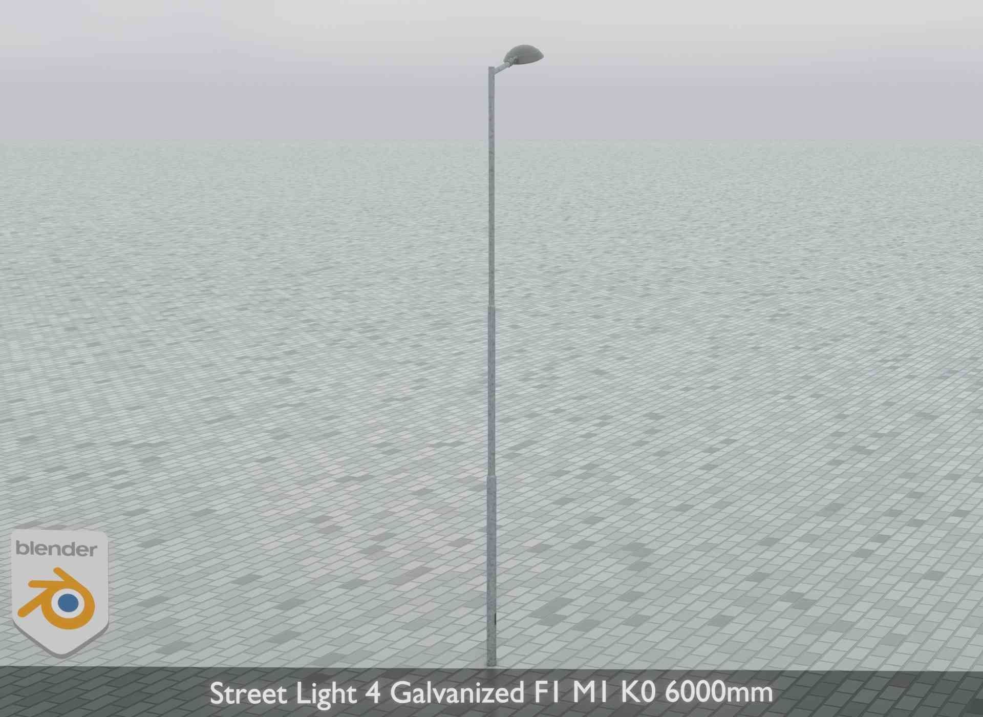 Street Light 4 Galvanized F1 M1 K0 6000mm Low-poly 3D model_13