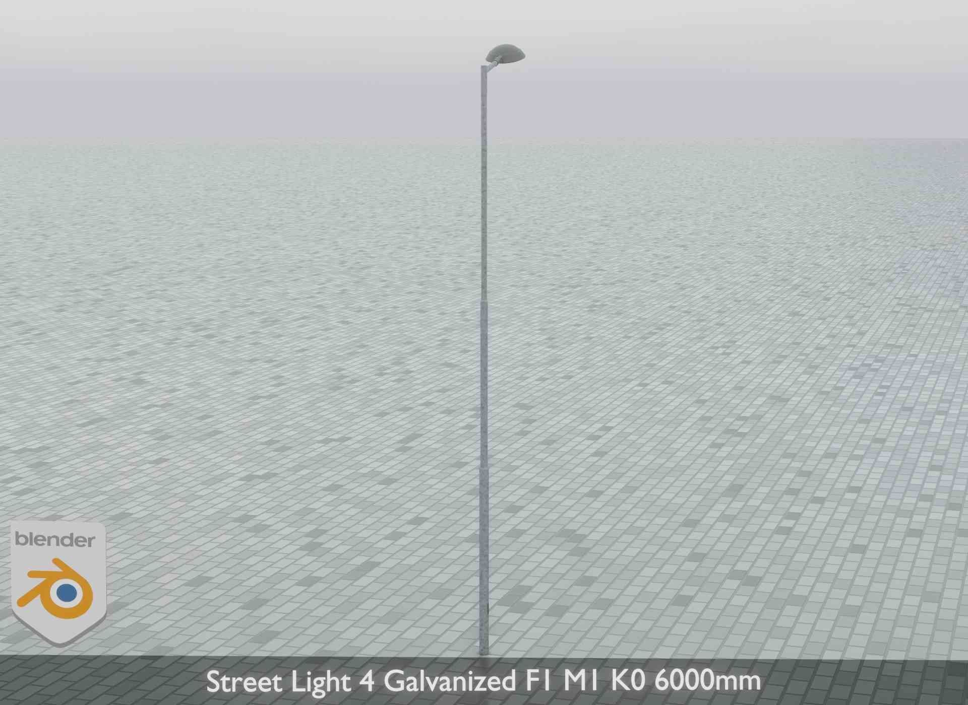 Street Light 4 Galvanized F1 M1 K0 6000mm Low-poly 3D model_12