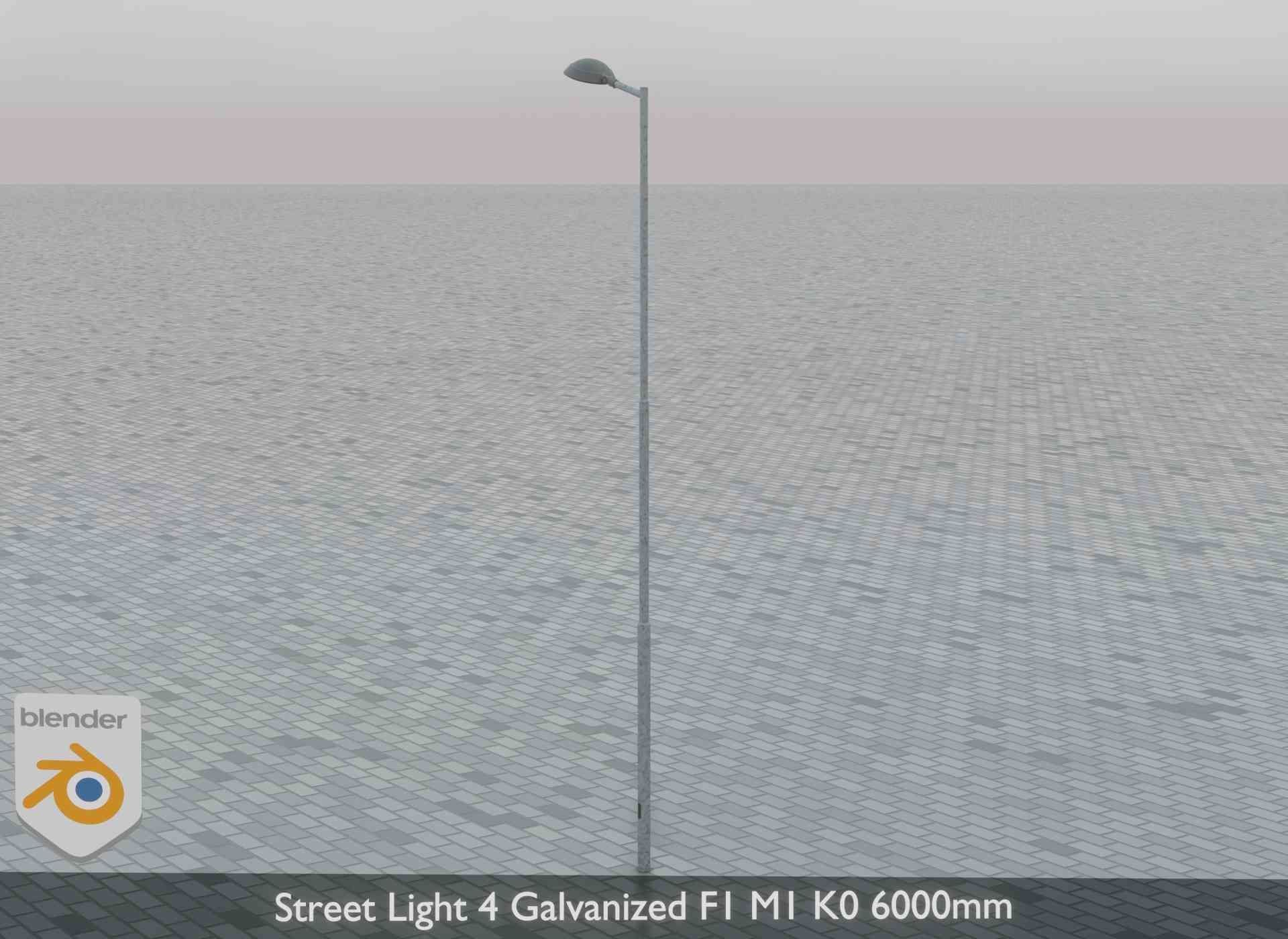 Street Light 4 Galvanized F1 M1 K0 6000mm Low-poly 3D model_6