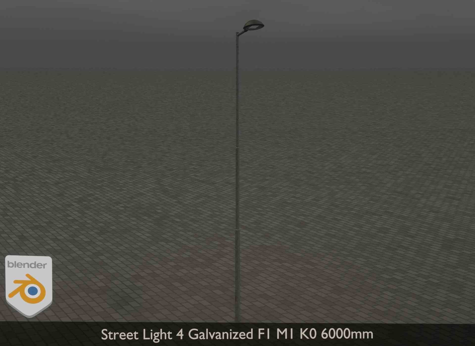 Street Light 4 Galvanized F1 M1 K0 6000mm Low-poly 3D model_27