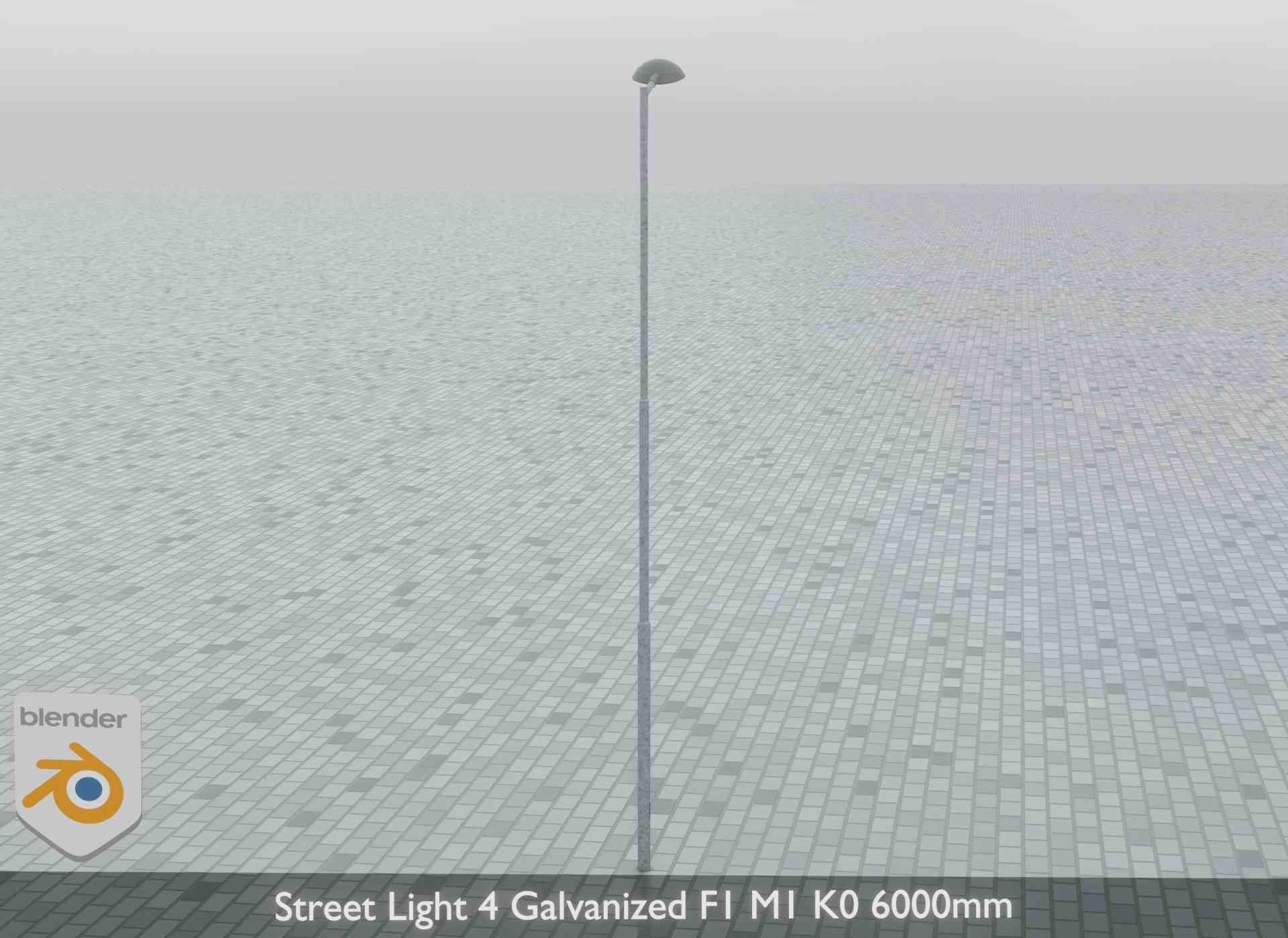 Street Light 4 Galvanized F1 M1 K0 6000mm Low-poly 3D model_11