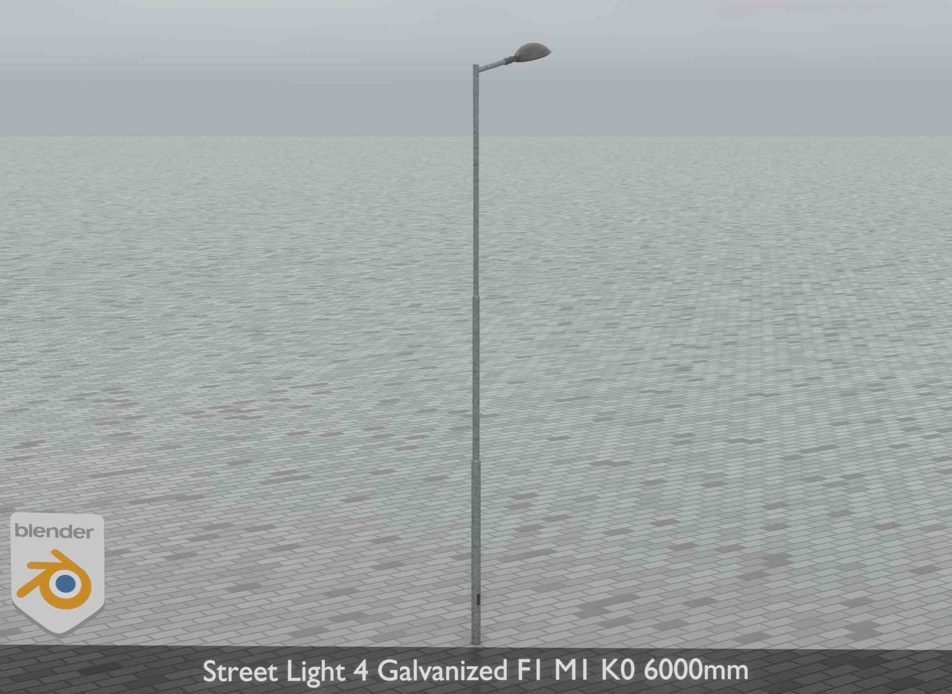 Street Light 4 Galvanized F1 M1 K0 6000mm Low-poly 3D model_16