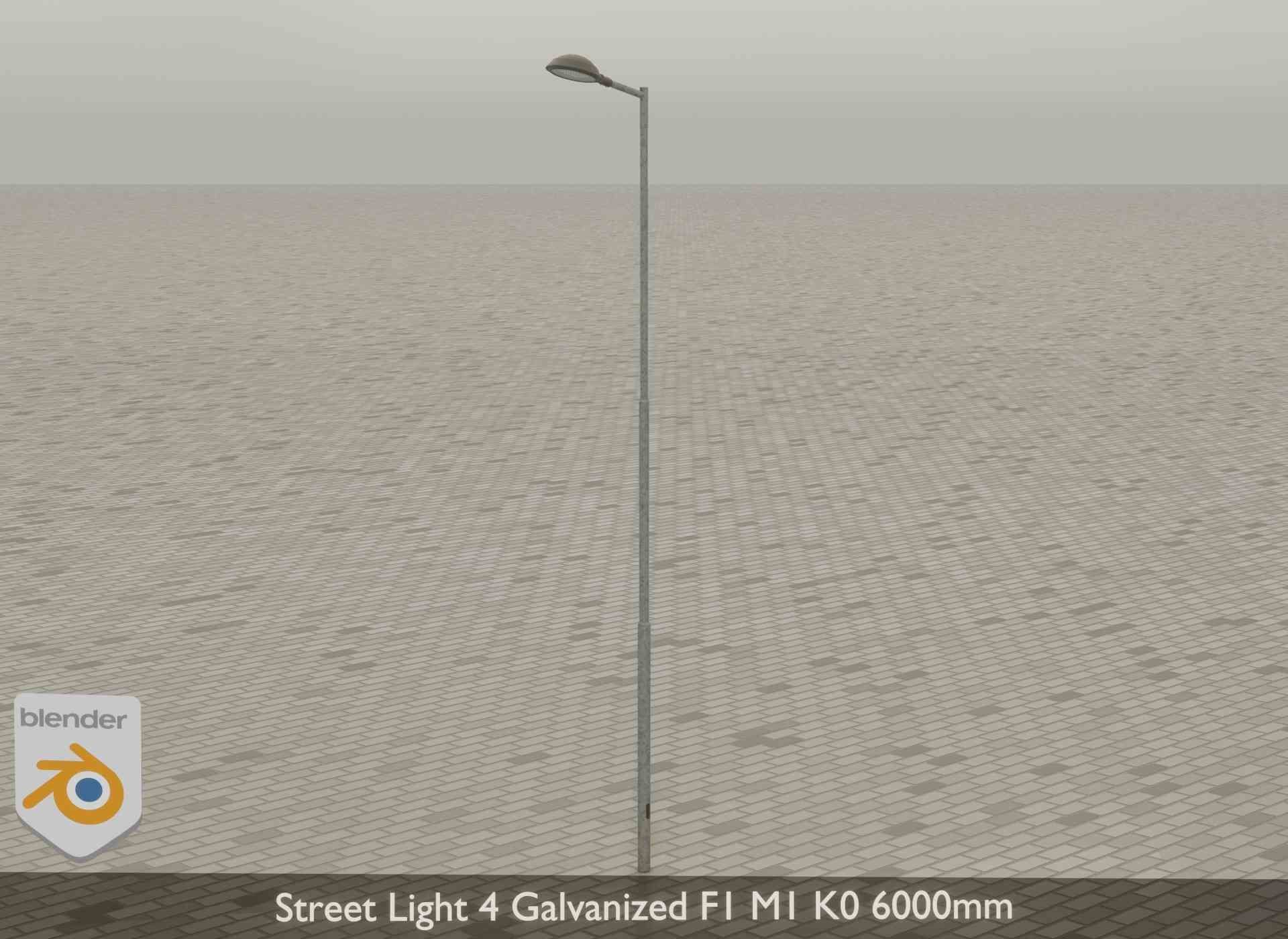 Street Light 4 Galvanized F1 M1 K0 6000mm Low-poly 3D model_35