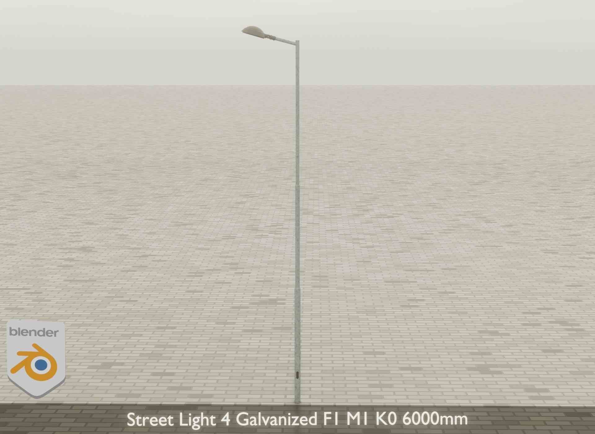 Street Light 4 Galvanized F1 M1 K0 6000mm Low-poly 3D model_40