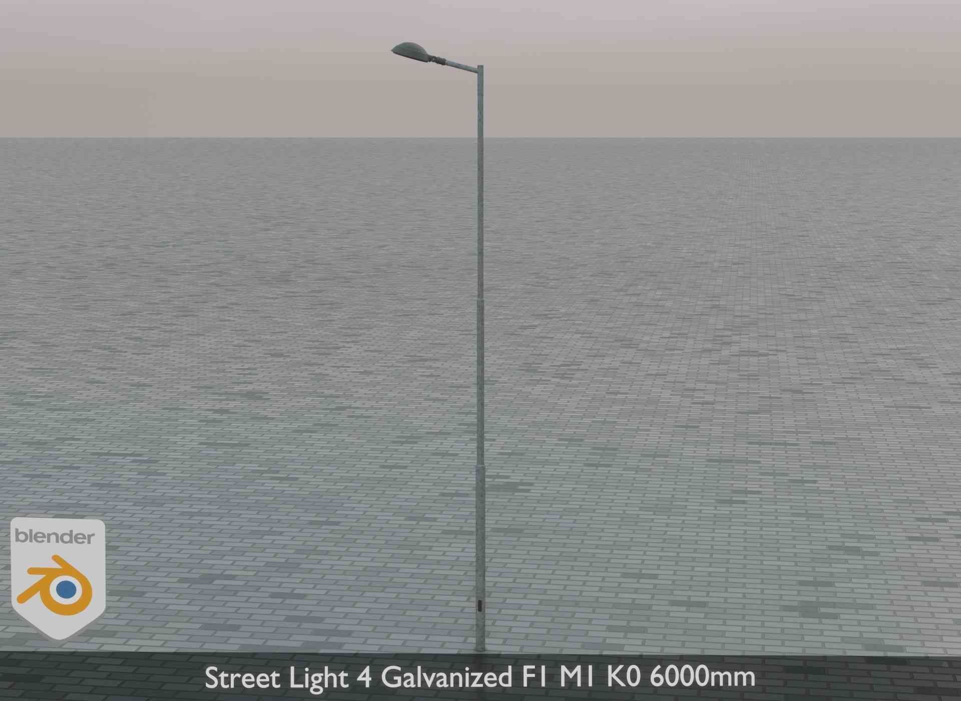 Street Light 4 Galvanized F1 M1 K0 6000mm Low-poly 3D model_1