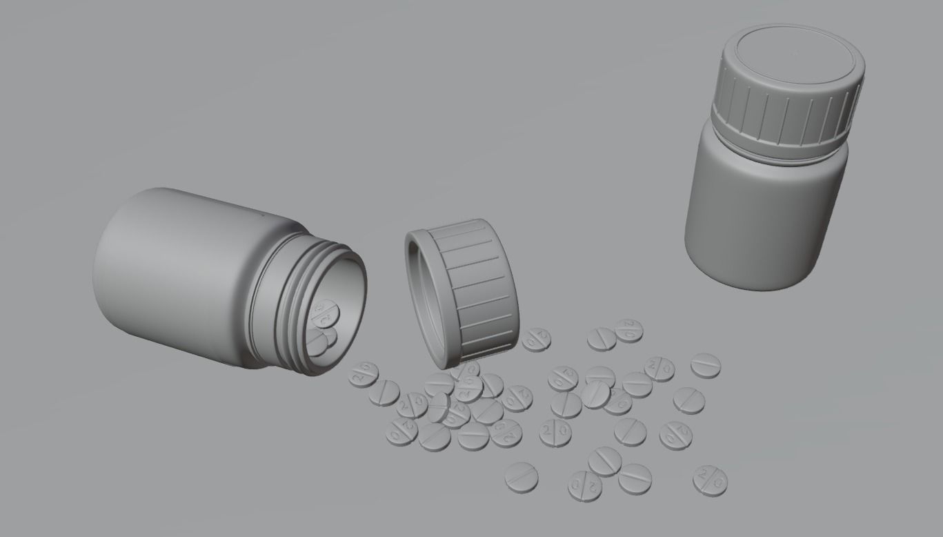 3D model of Supplement bottle with piles 3D model_5