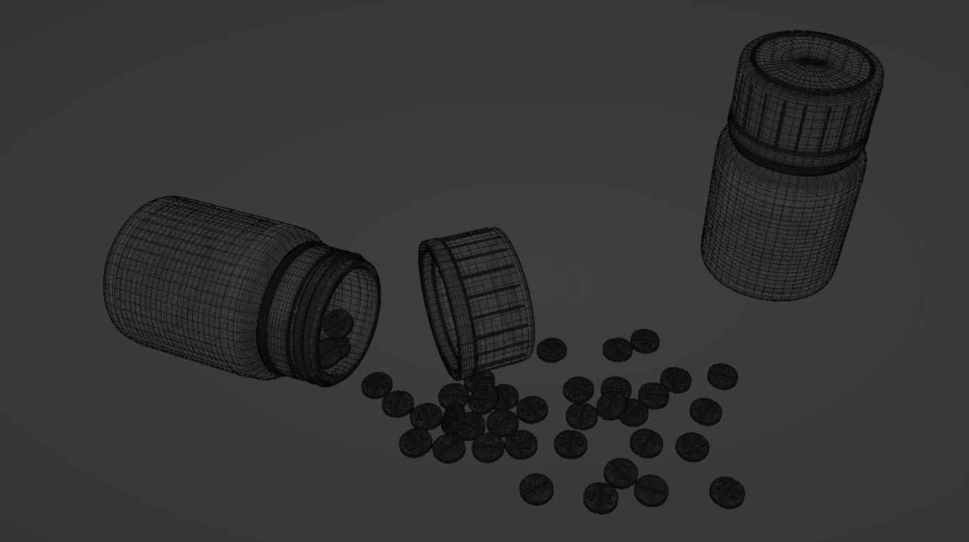 3D model of Supplement bottle with piles 3D model_4