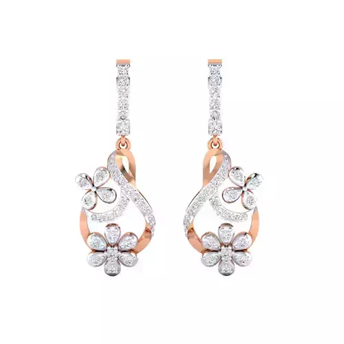 Women Long Drop Earrings STL OBJ FBX Renders Details