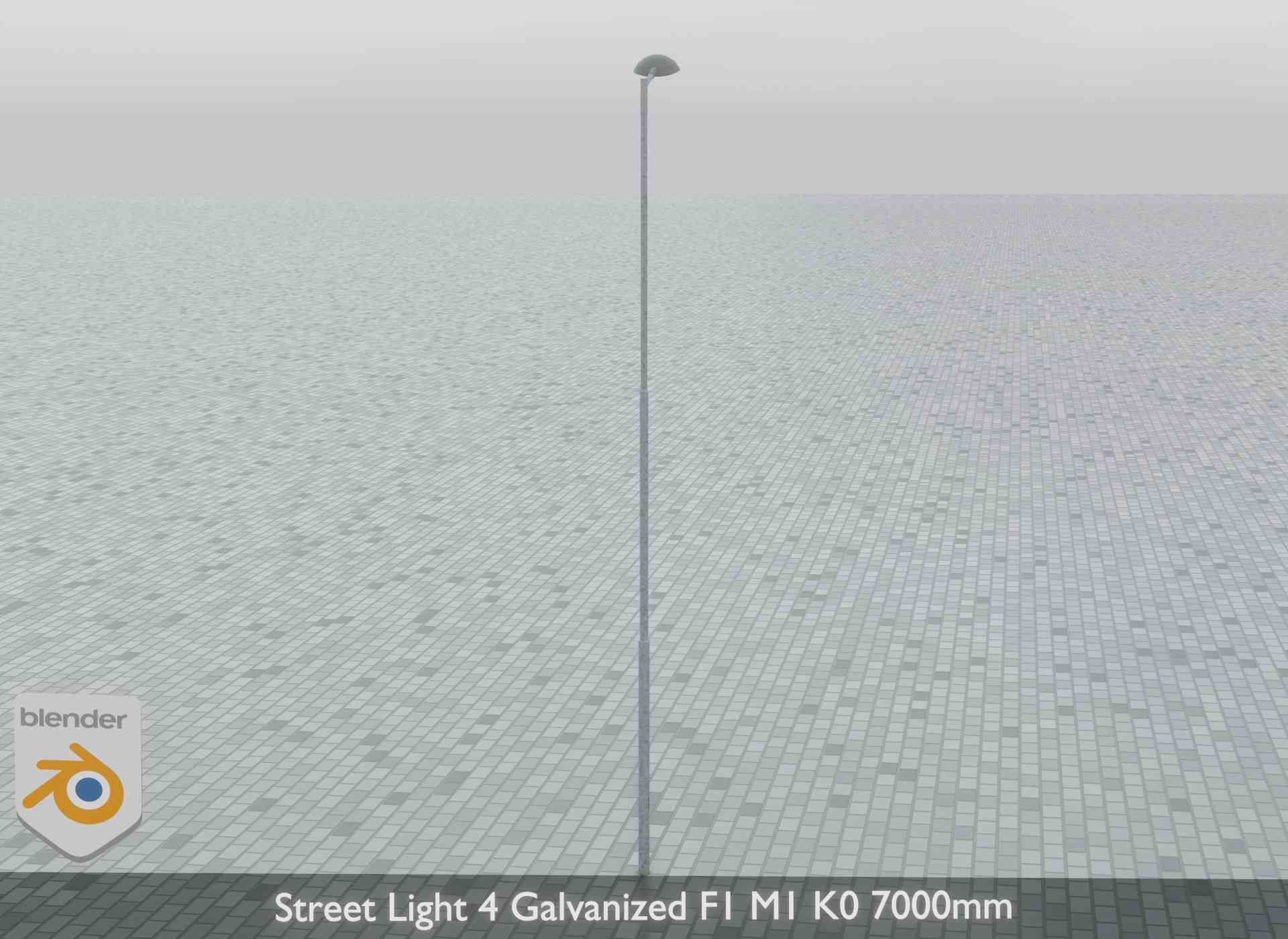 Street Light 4 Galvanized F1 M1 K0 7000mm Low-poly 3D model_12