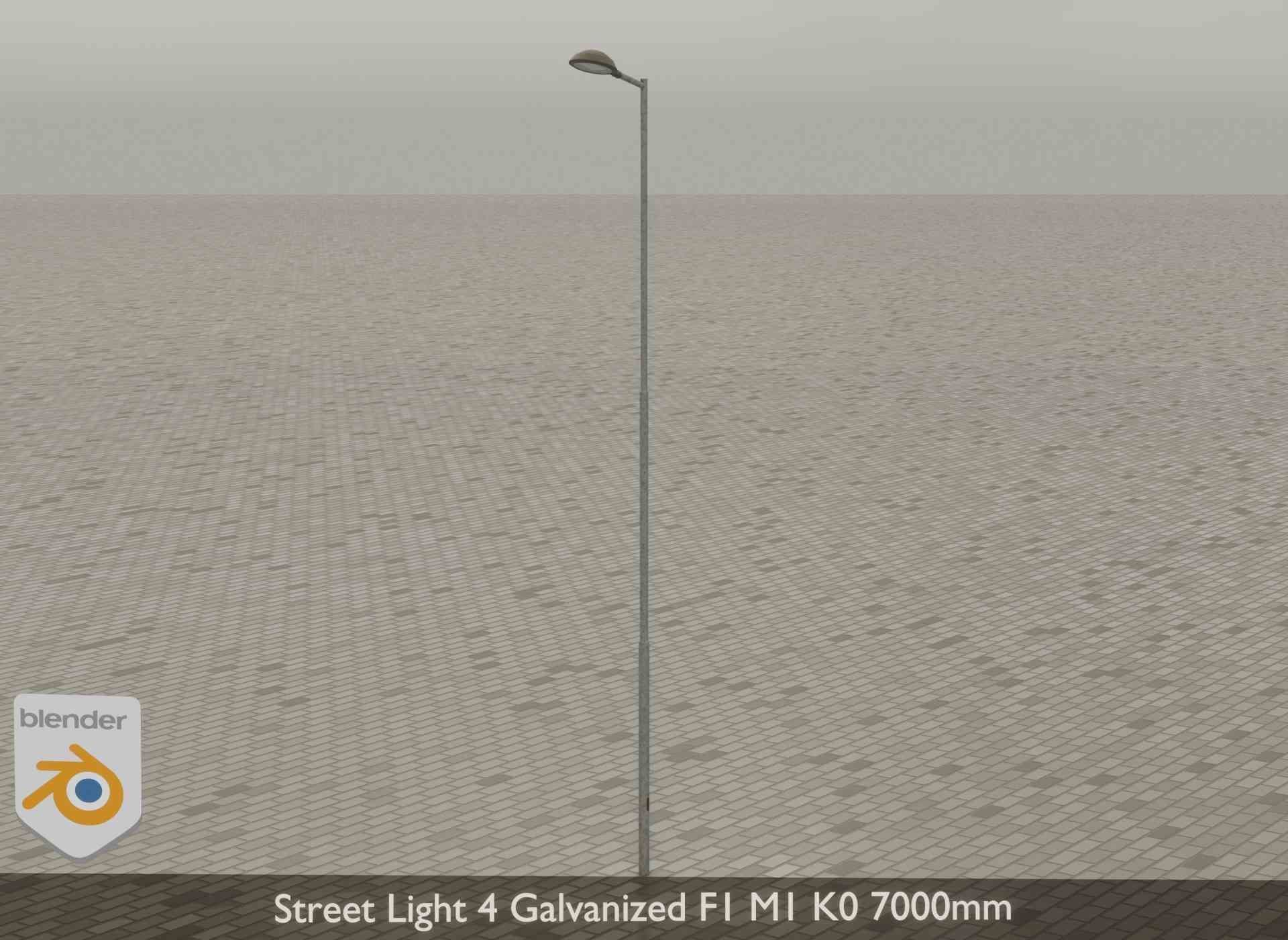 Street Light 4 Galvanized F1 M1 K0 7000mm Low-poly 3D model_34