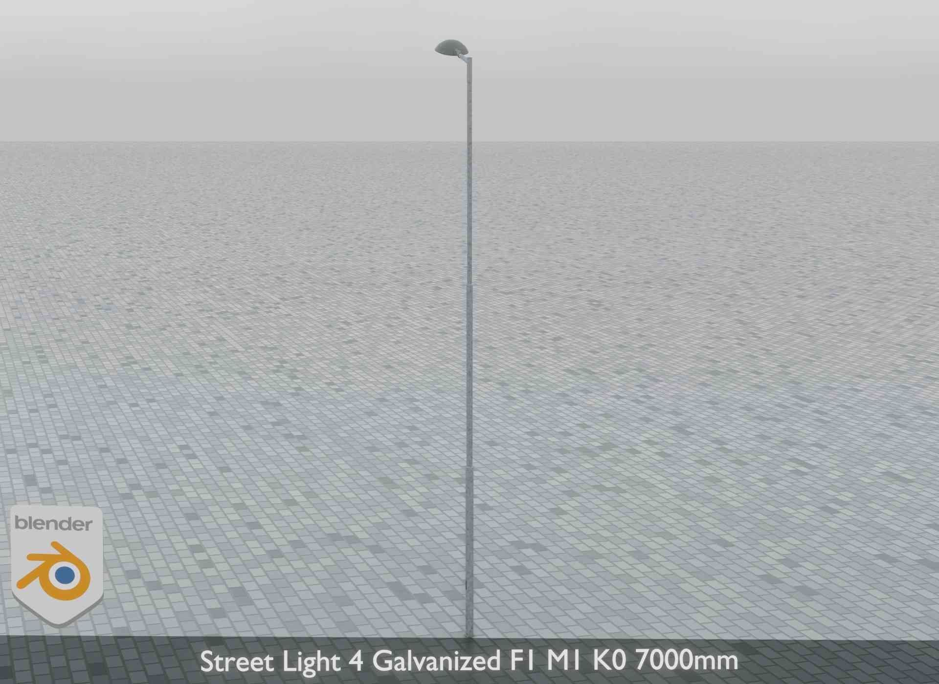Street Light 4 Galvanized F1 M1 K0 7000mm Low-poly 3D model_8