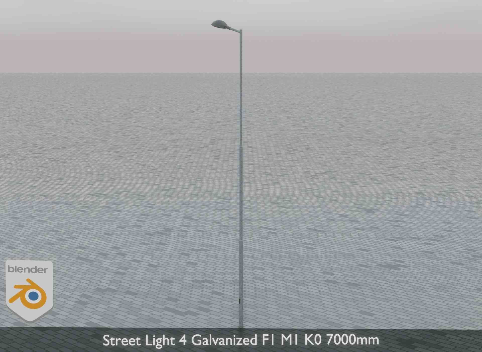 Street Light 4 Galvanized F1 M1 K0 7000mm Low-poly 3D model_5