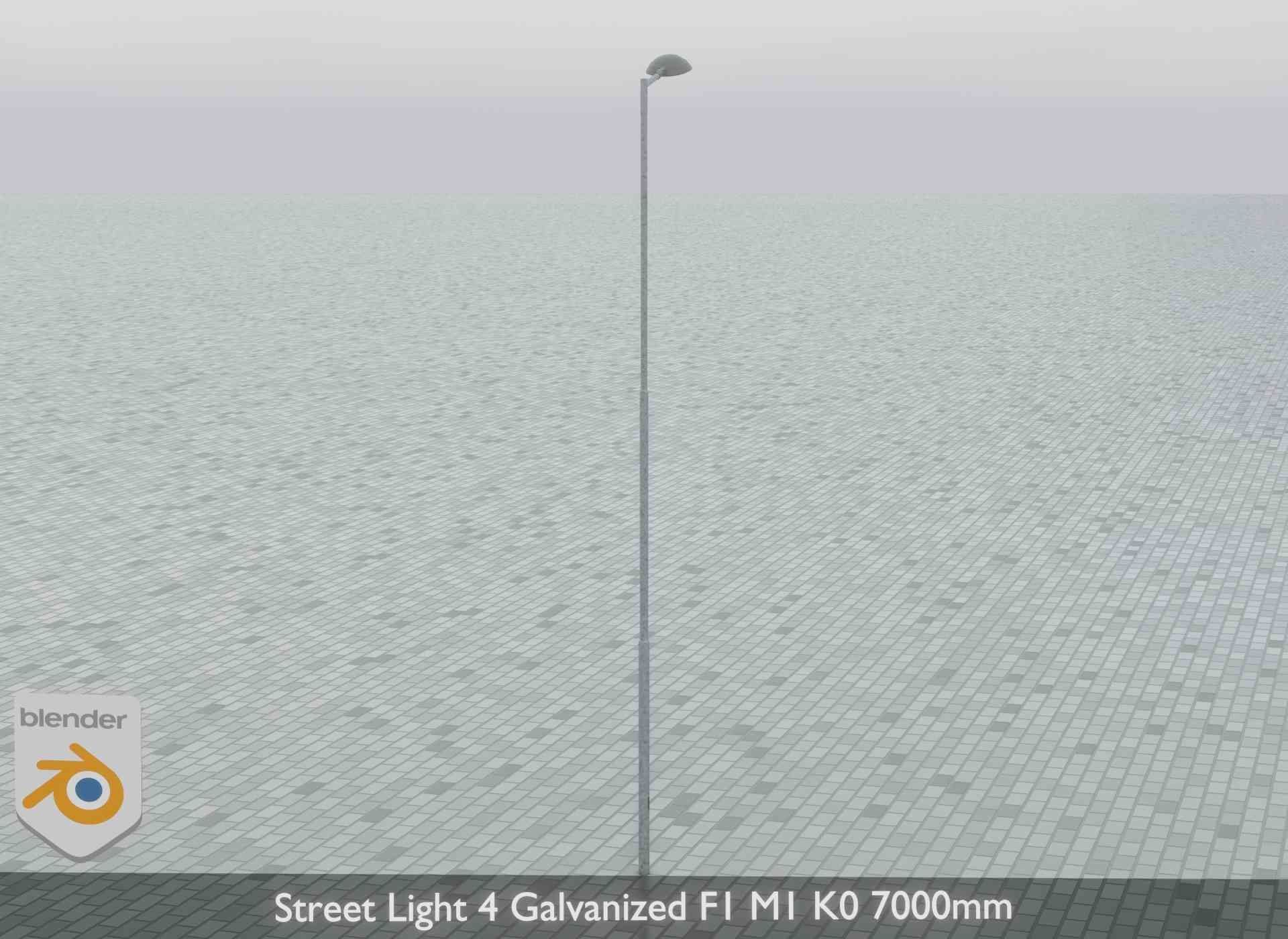 Street Light 4 Galvanized F1 M1 K0 7000mm Low-poly 3D model_13