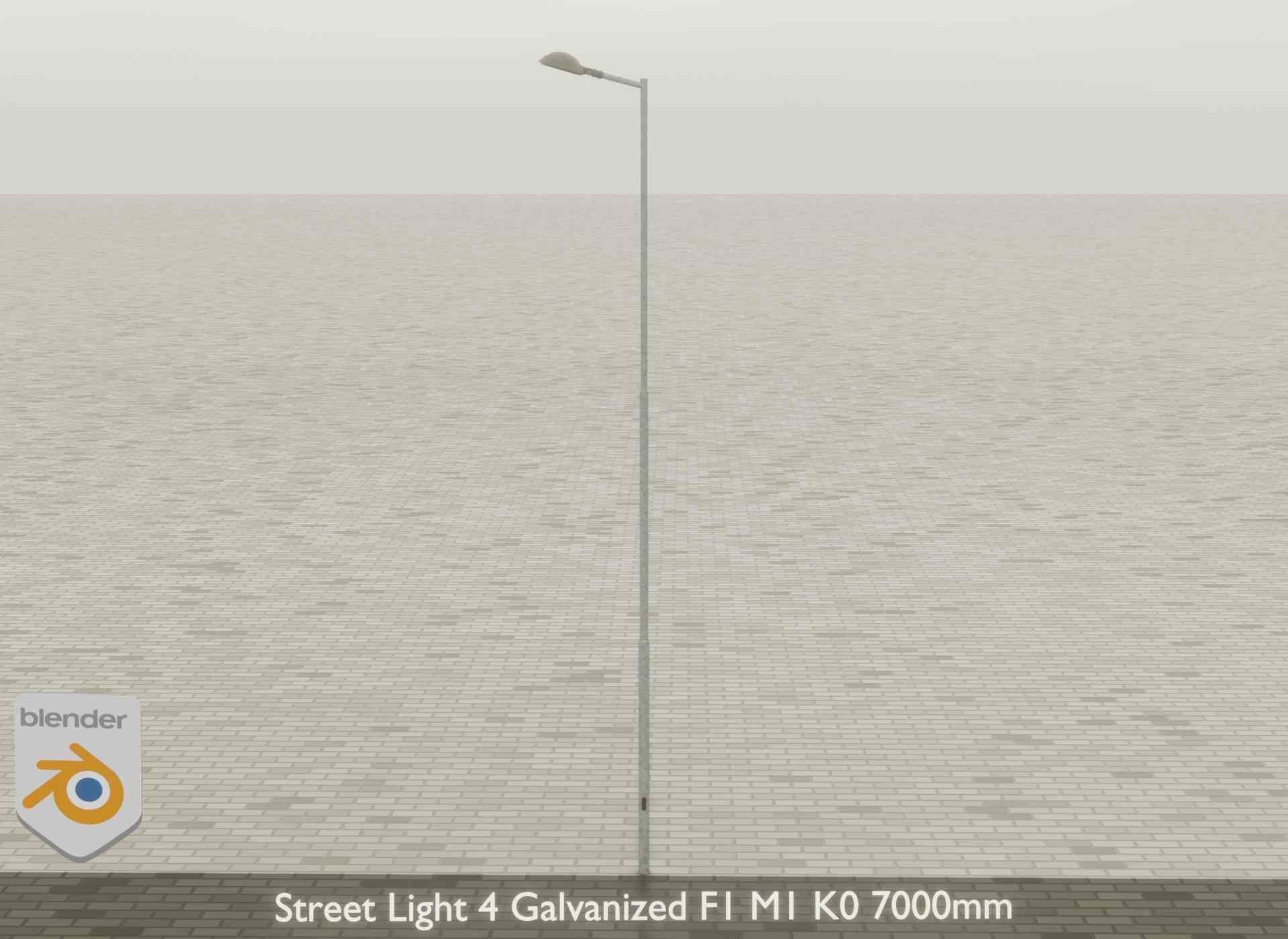 Street Light 4 Galvanized F1 M1 K0 7000mm Low-poly 3D model_40