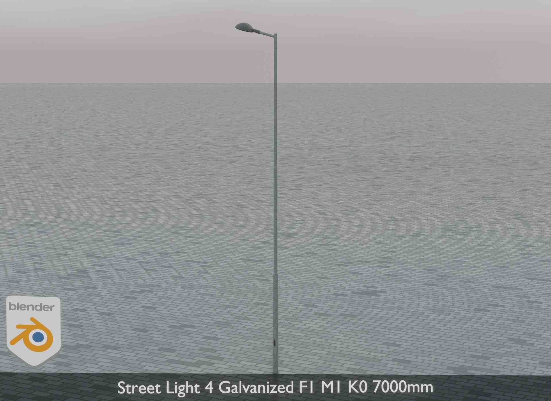 Street Light 4 Galvanized F1 M1 K0 7000mm Low-poly 3D model_3