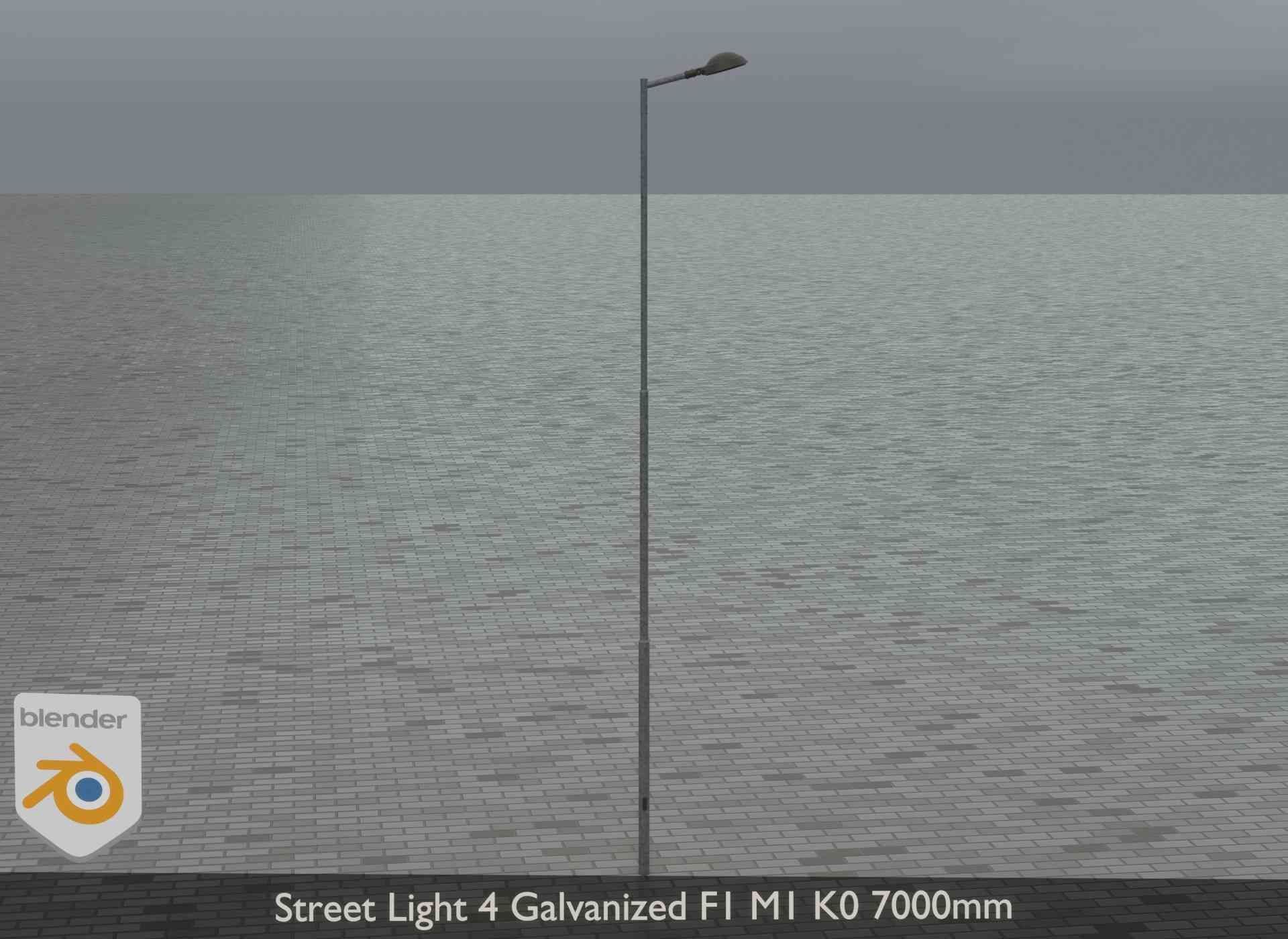 Street Light 4 Galvanized F1 M1 K0 7000mm Low-poly 3D model_19