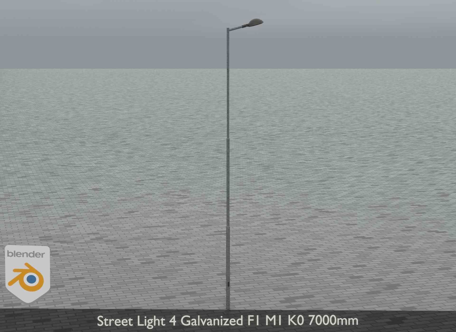Street Light 4 Galvanized F1 M1 K0 7000mm Low-poly 3D model_11