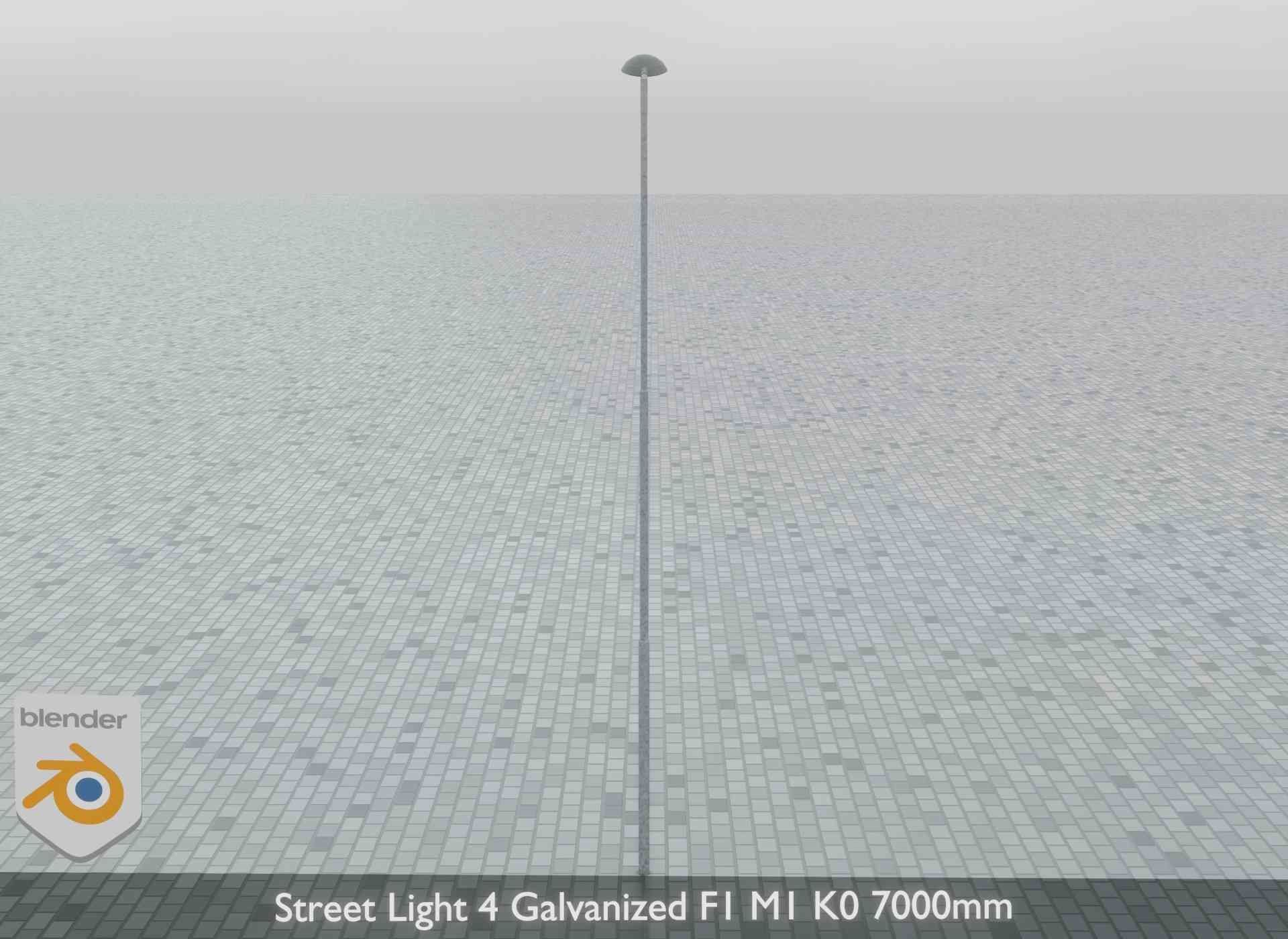 Street Light 4 Galvanized F1 M1 K0 7000mm Low-poly 3D model_10