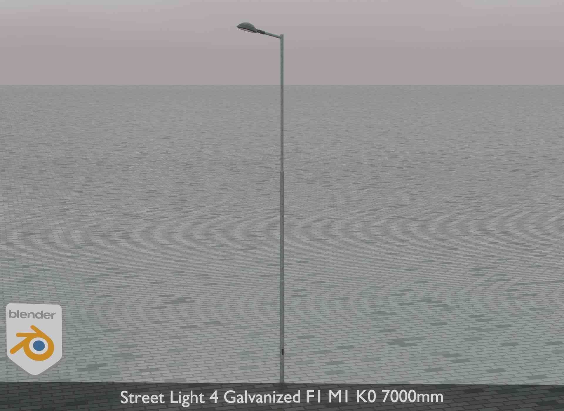 Street Light 4 Galvanized F1 M1 K0 7000mm Low-poly 3D model_78