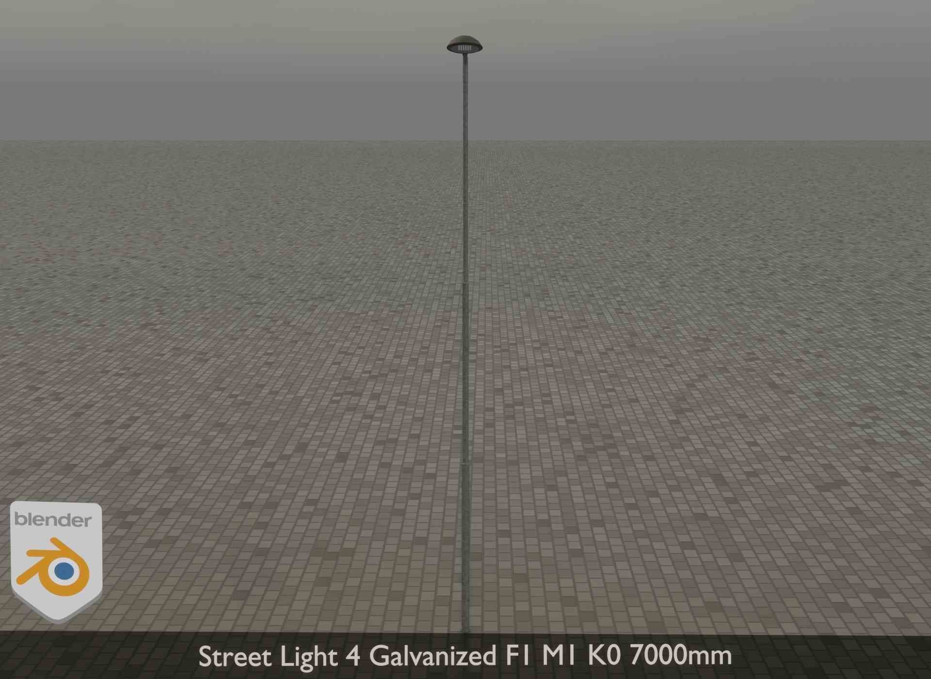 Street Light 4 Galvanized F1 M1 K0 7000mm Low-poly 3D model_30