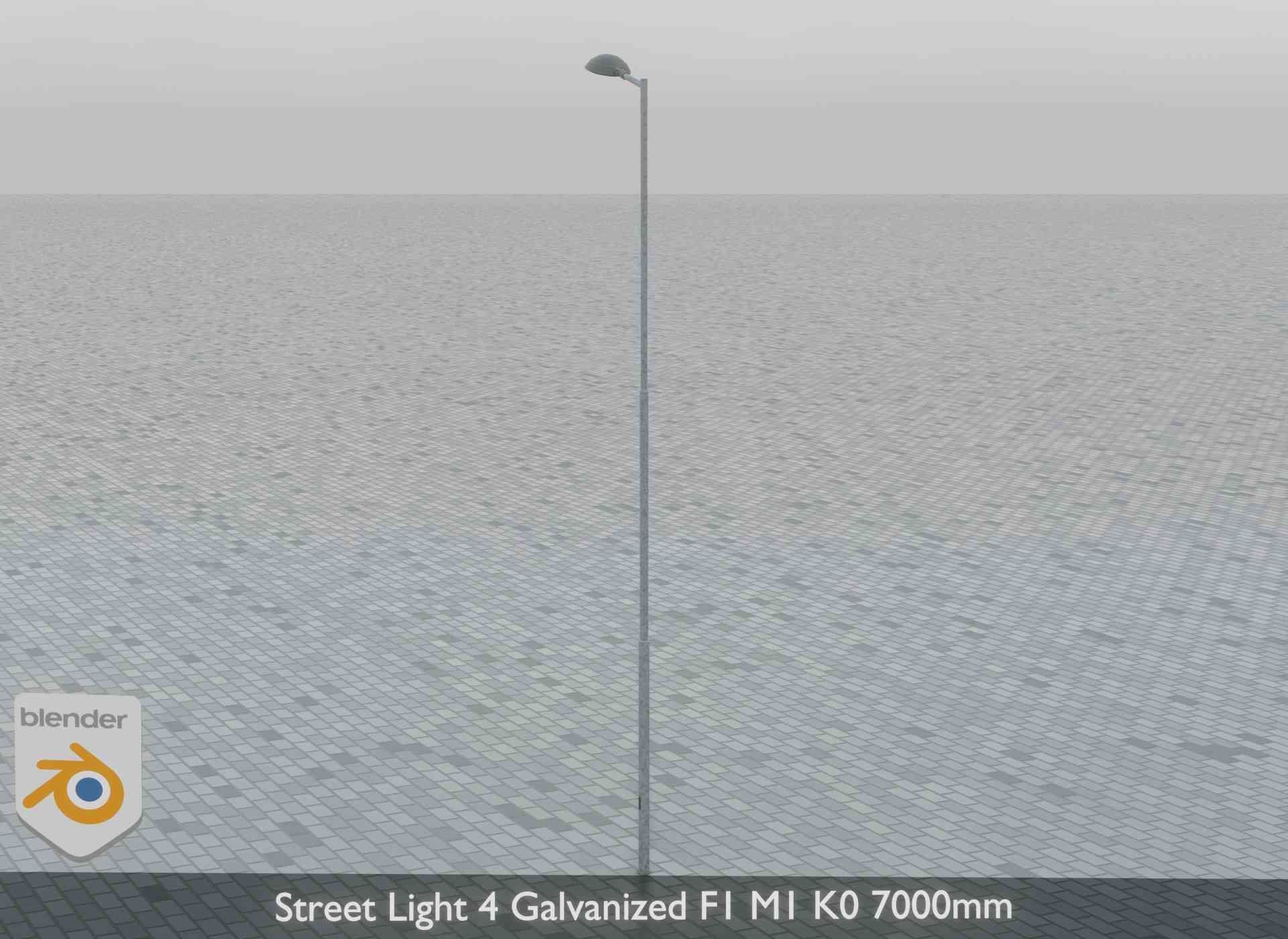 Street Light 4 Galvanized F1 M1 K0 7000mm Low-poly 3D model_7