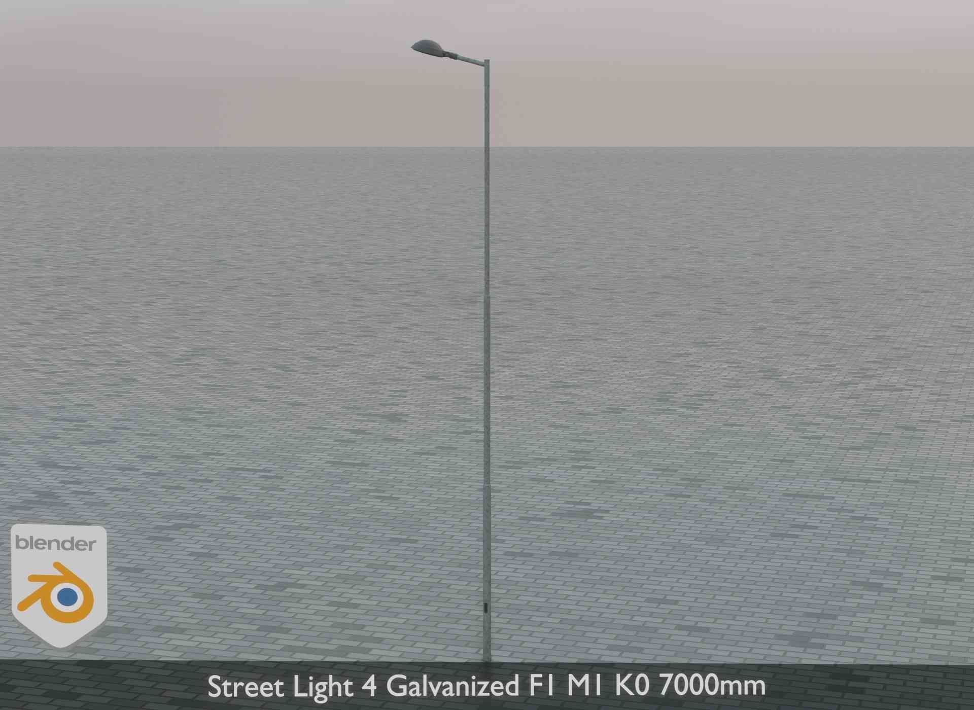 Street Light 4 Galvanized F1 M1 K0 7000mm Low-poly 3D model_2