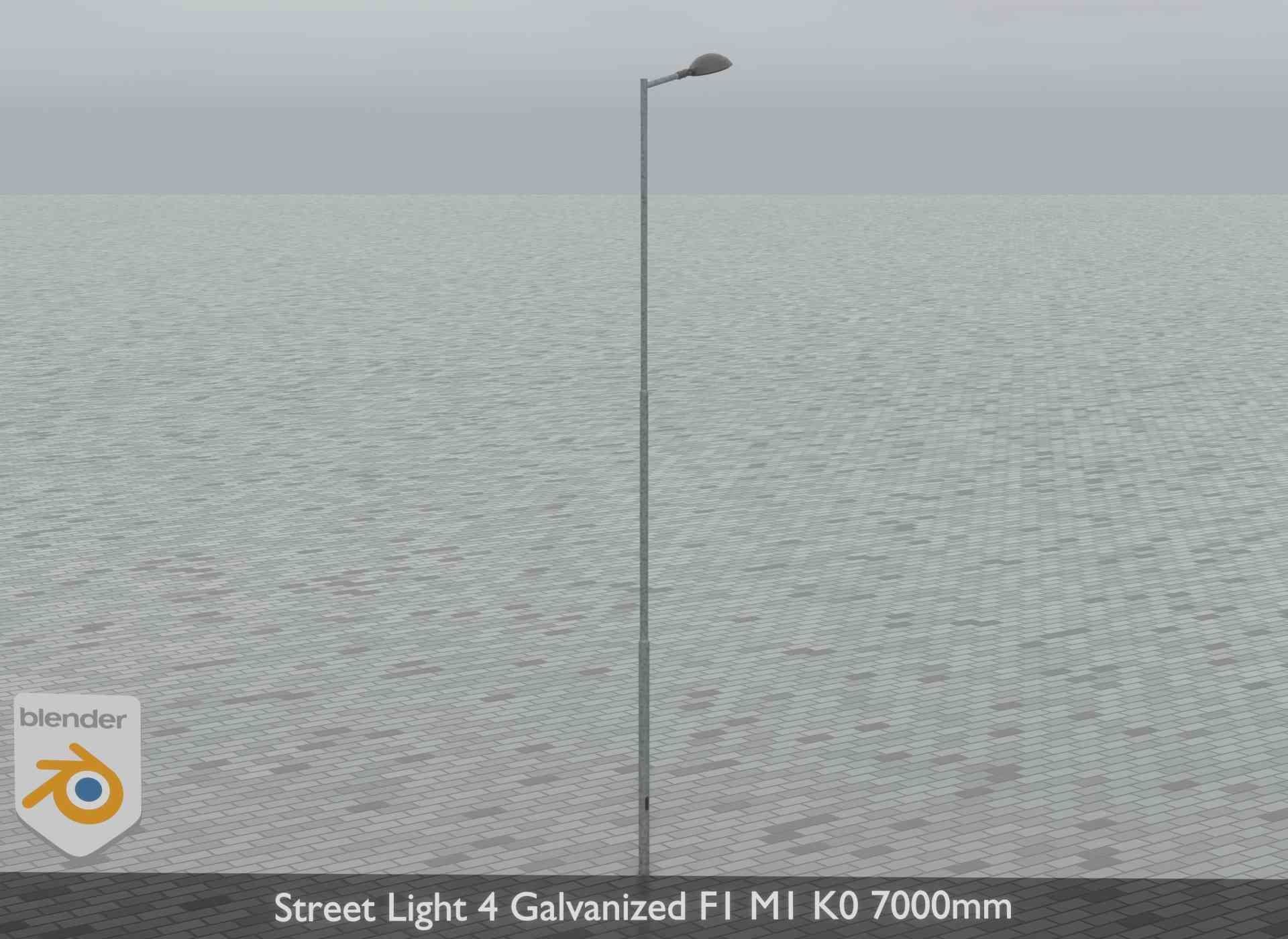 Street Light 4 Galvanized F1 M1 K0 7000mm Low-poly 3D model_17