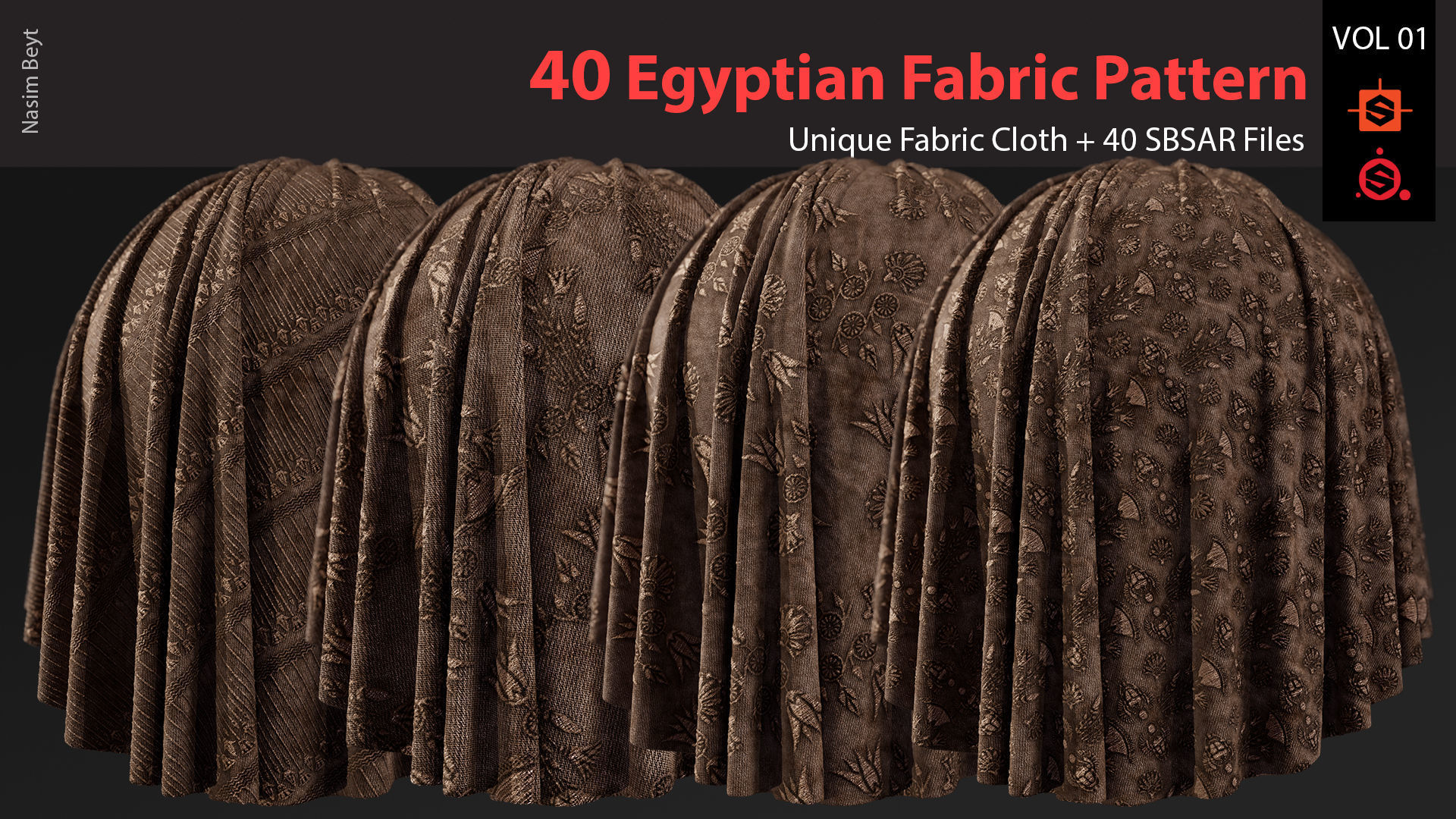 40 Tileable Ancient Fabric Pattern - Egyptian VOL 01 Texture_9
