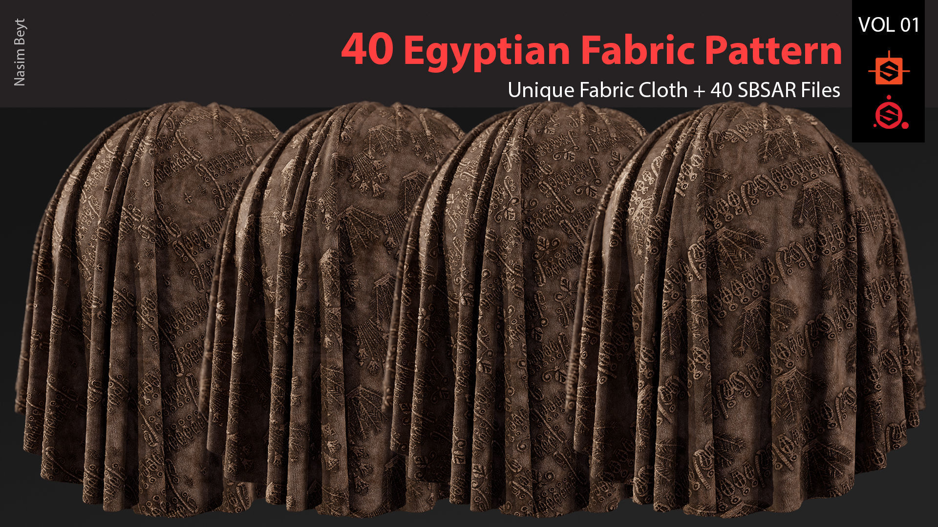 40 Tileable Ancient Fabric Pattern - Egyptian VOL 01 Texture_6
