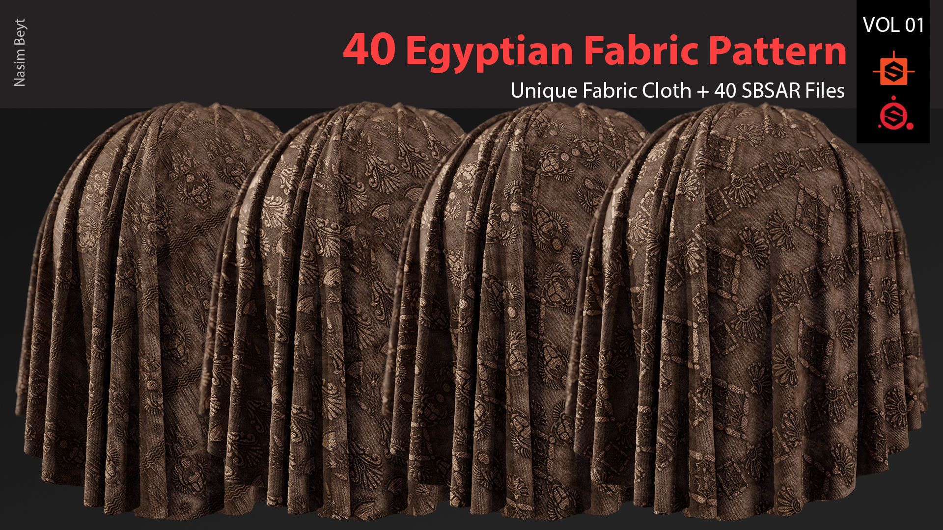 40 Tileable Ancient Fabric Pattern - Egyptian VOL 01 Texture_10