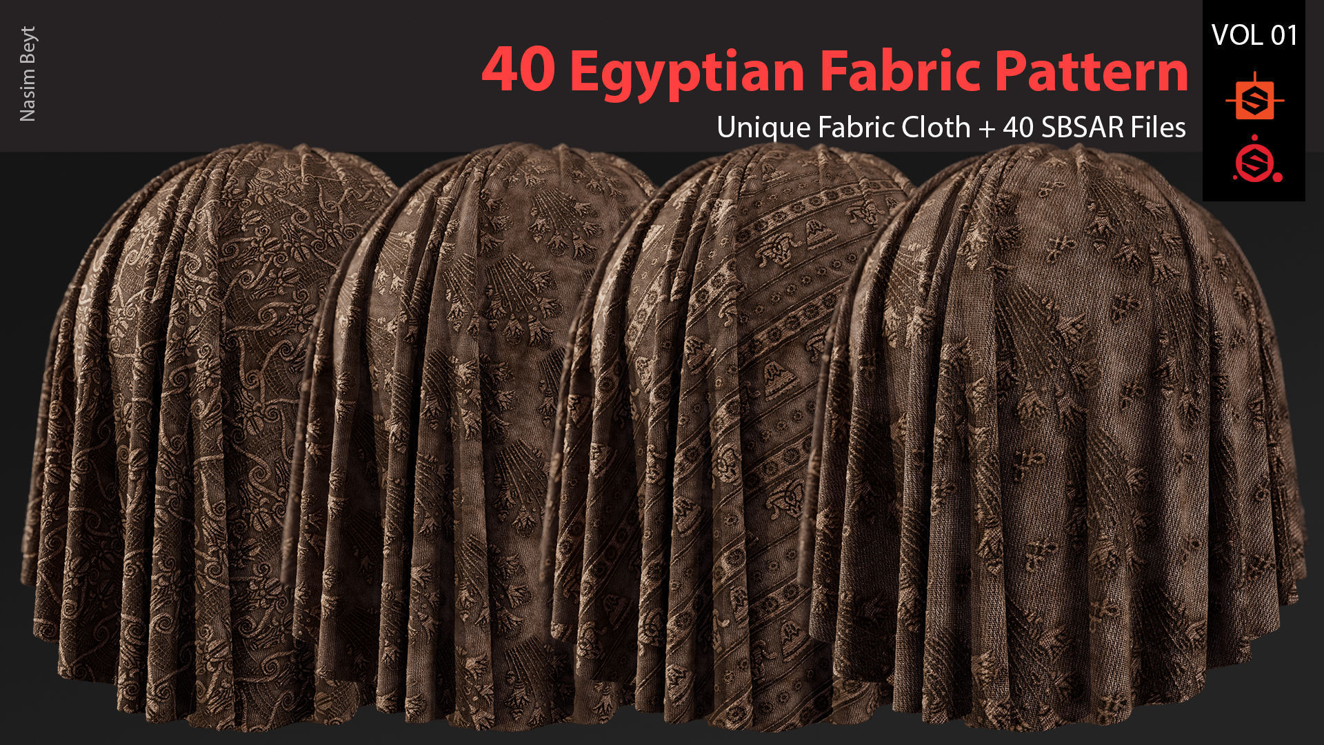 40 Tileable Ancient Fabric Pattern - Egyptian VOL 01 Texture_5