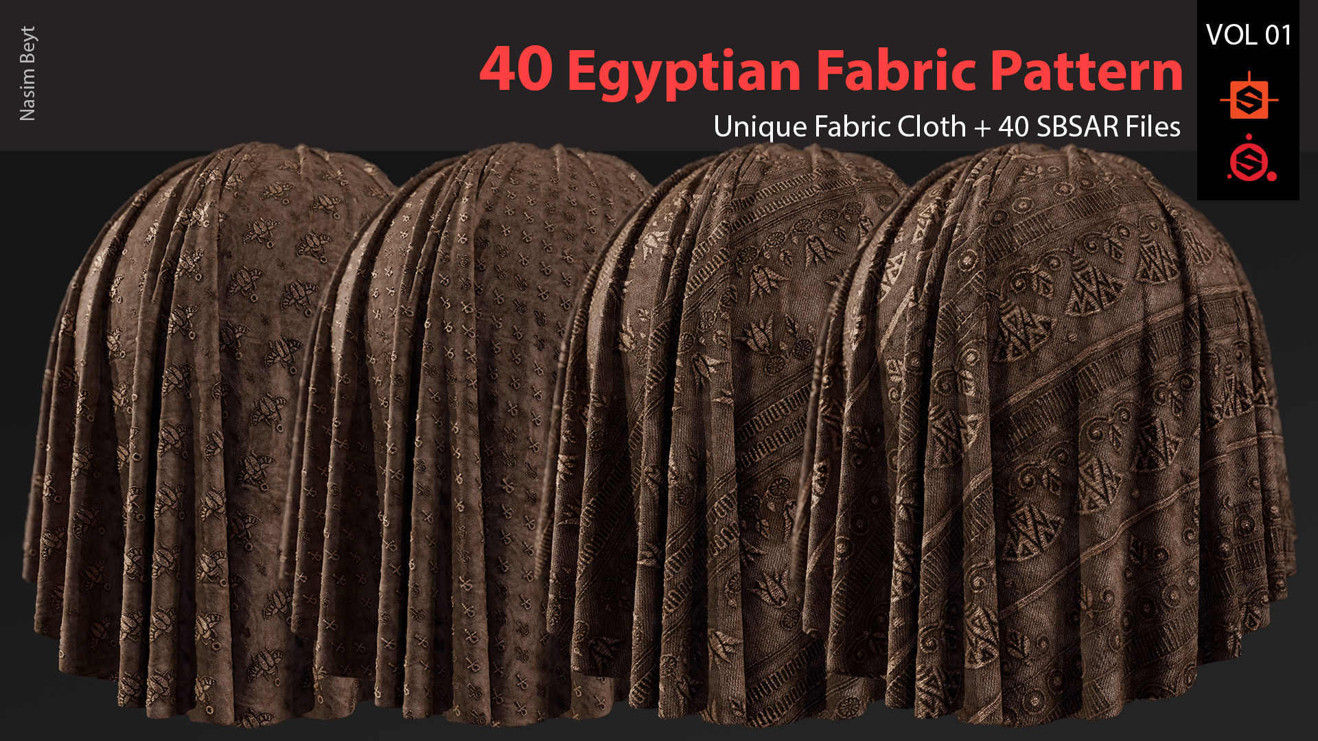 40 Tileable Ancient Fabric Pattern - Egyptian VOL 01 Texture_1